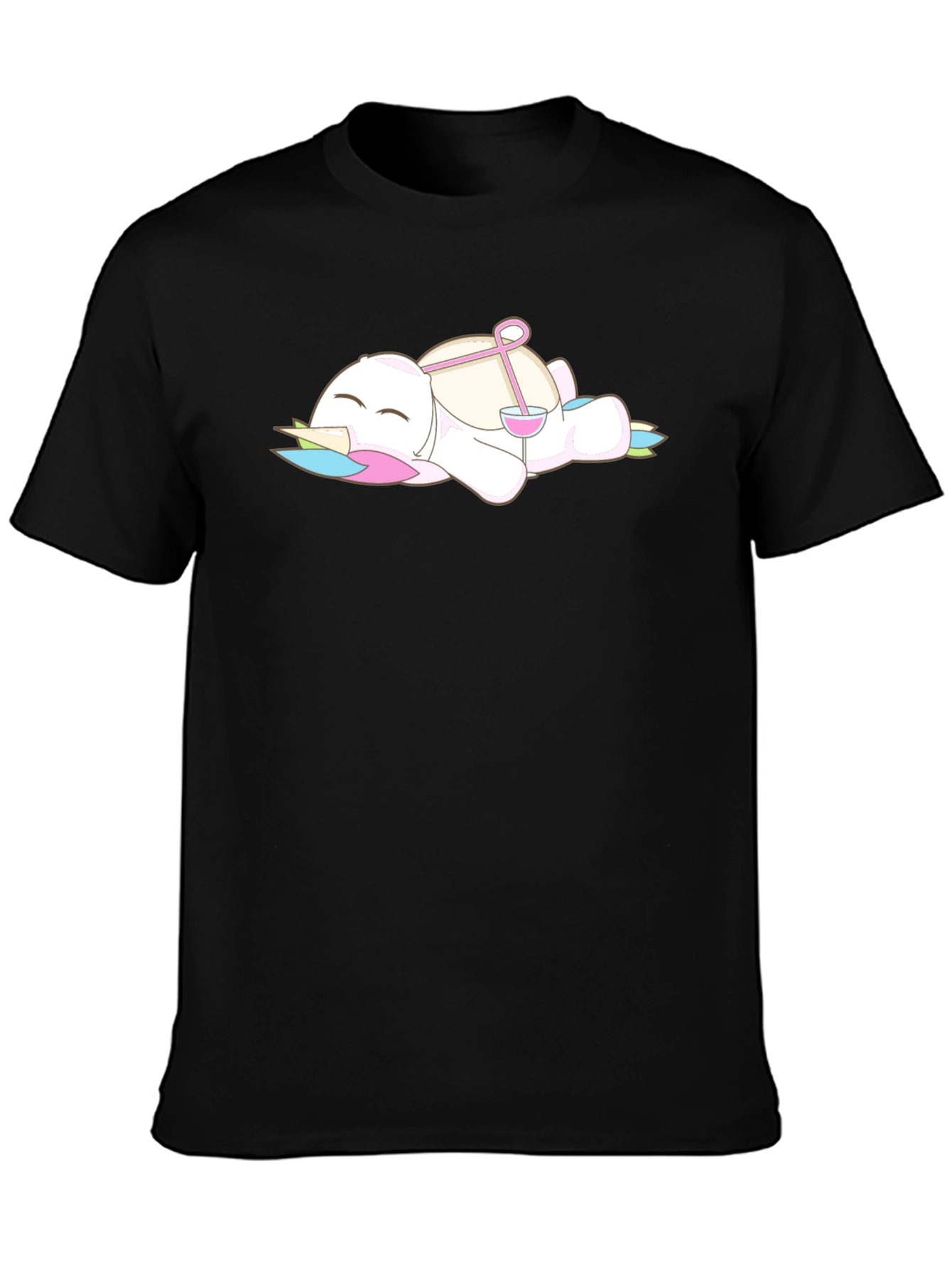 Black Unicorn Wine T-Shirt: Relaxed Drinking Cartoon Tee view 3