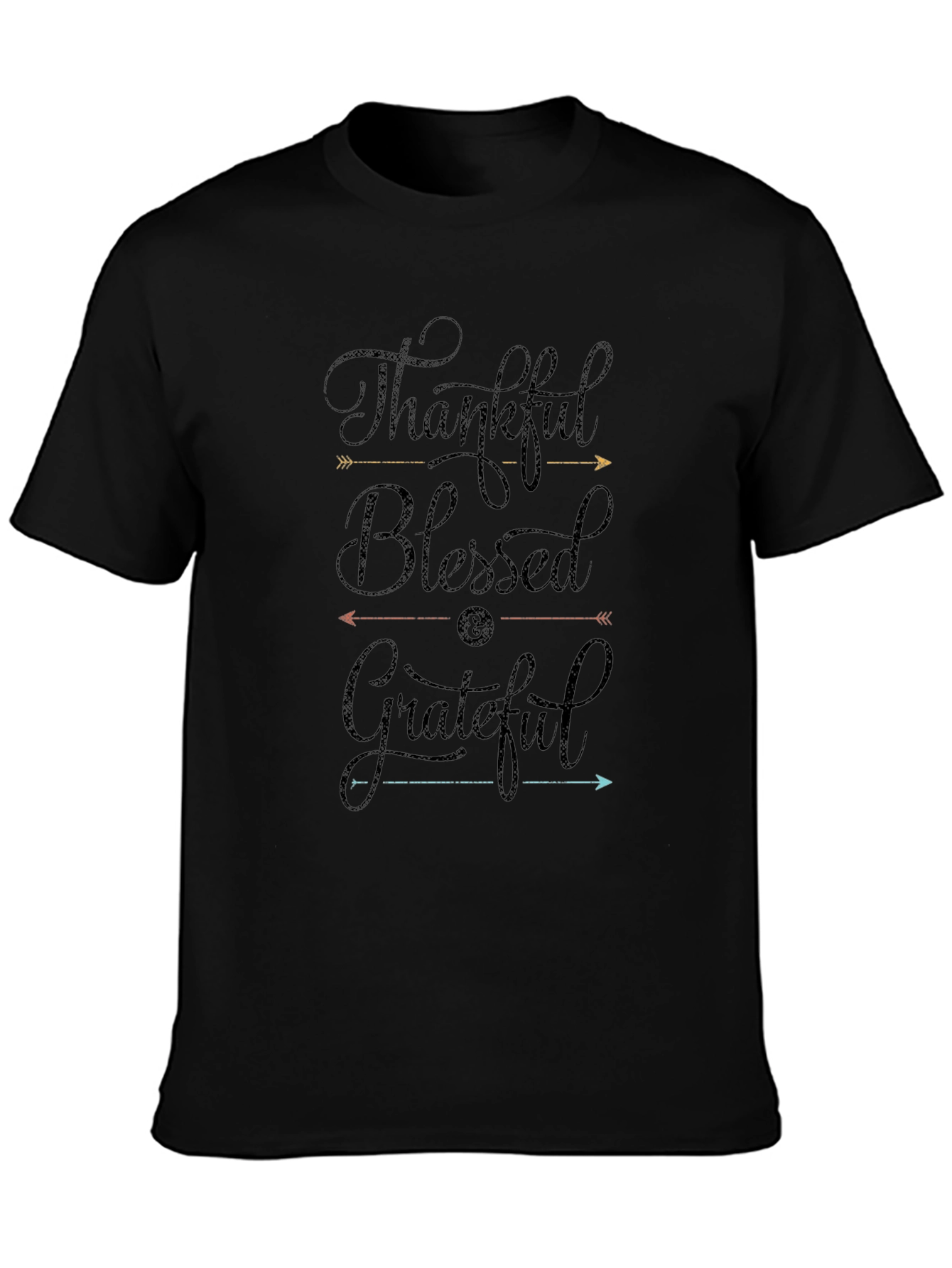 Black Thankful Blessed Grateful Graphic Tee view 3