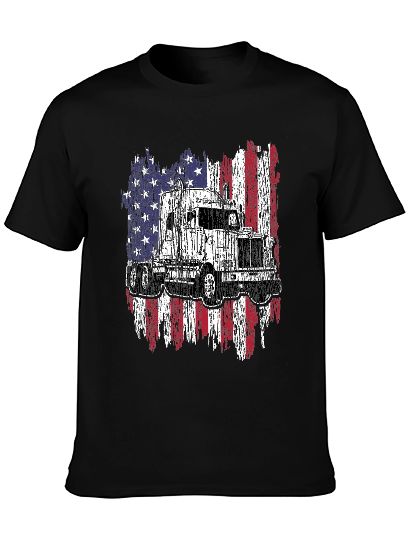 Black Trucker USA Flag Graphic T-Shirt view 3