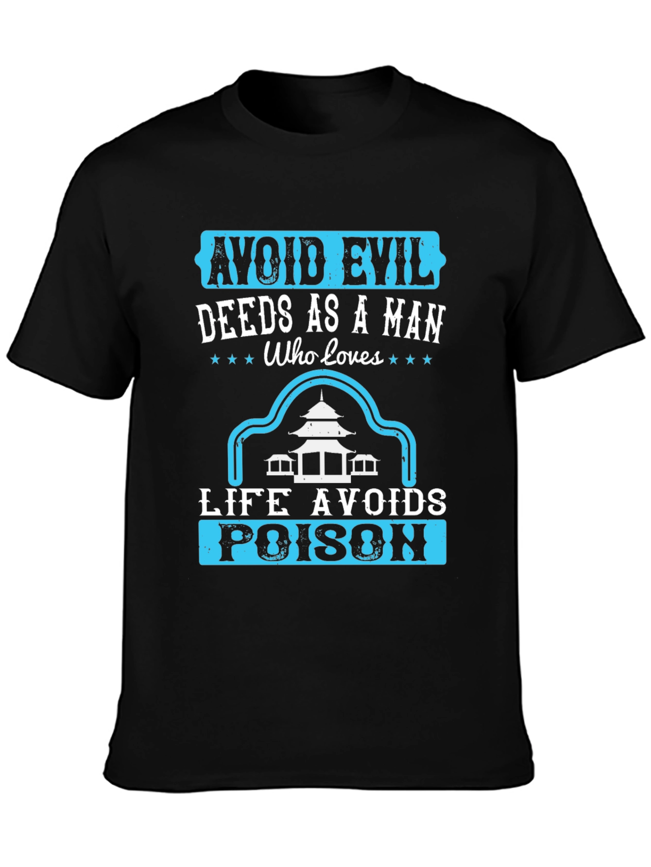 Black Avoid Evil Deeds T-Shirt - Graphic Print Tee view 3