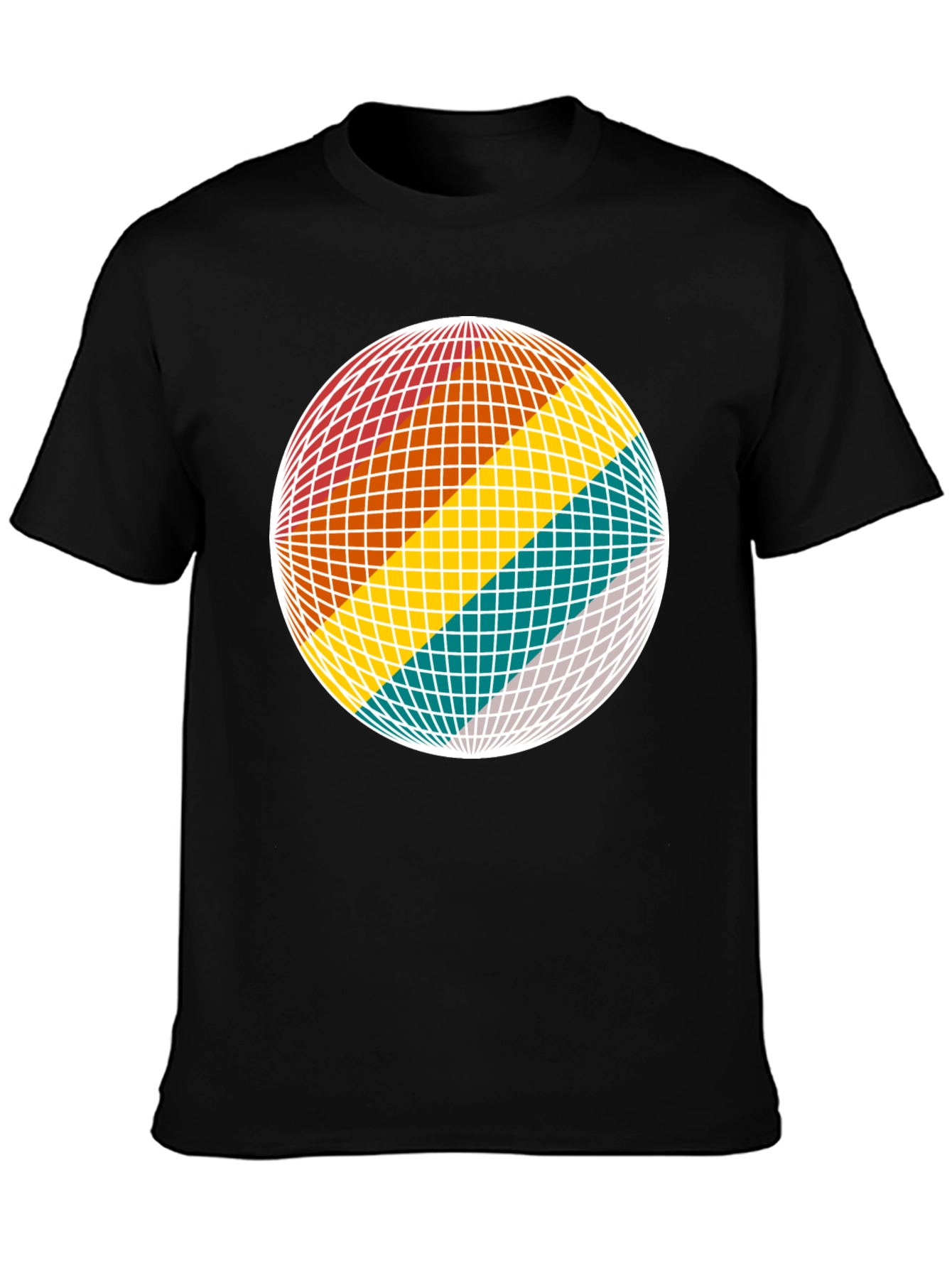Black Retro Sphere Graphic Tee - Black Cotton Blend view 3