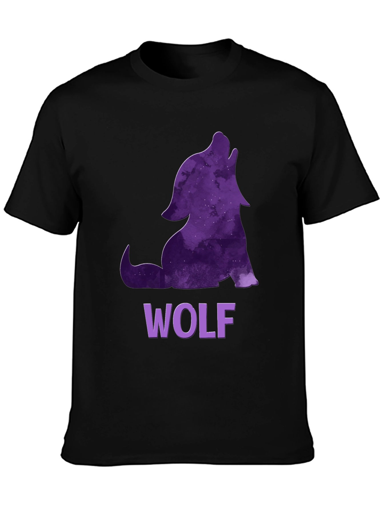 Black Wolf Galaxy T-Shirt - Men's Black Tee view 3