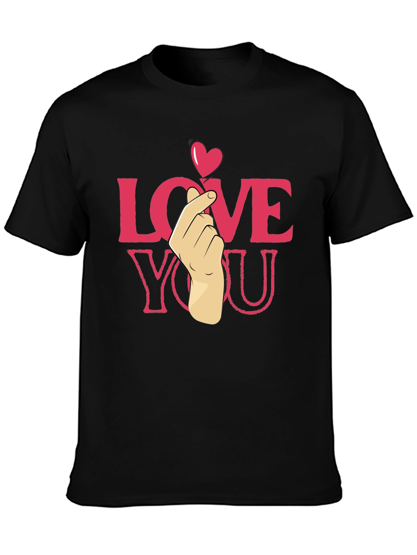 Black Love You Heart Finger T-Shirt - Cute & Trendy view 3
