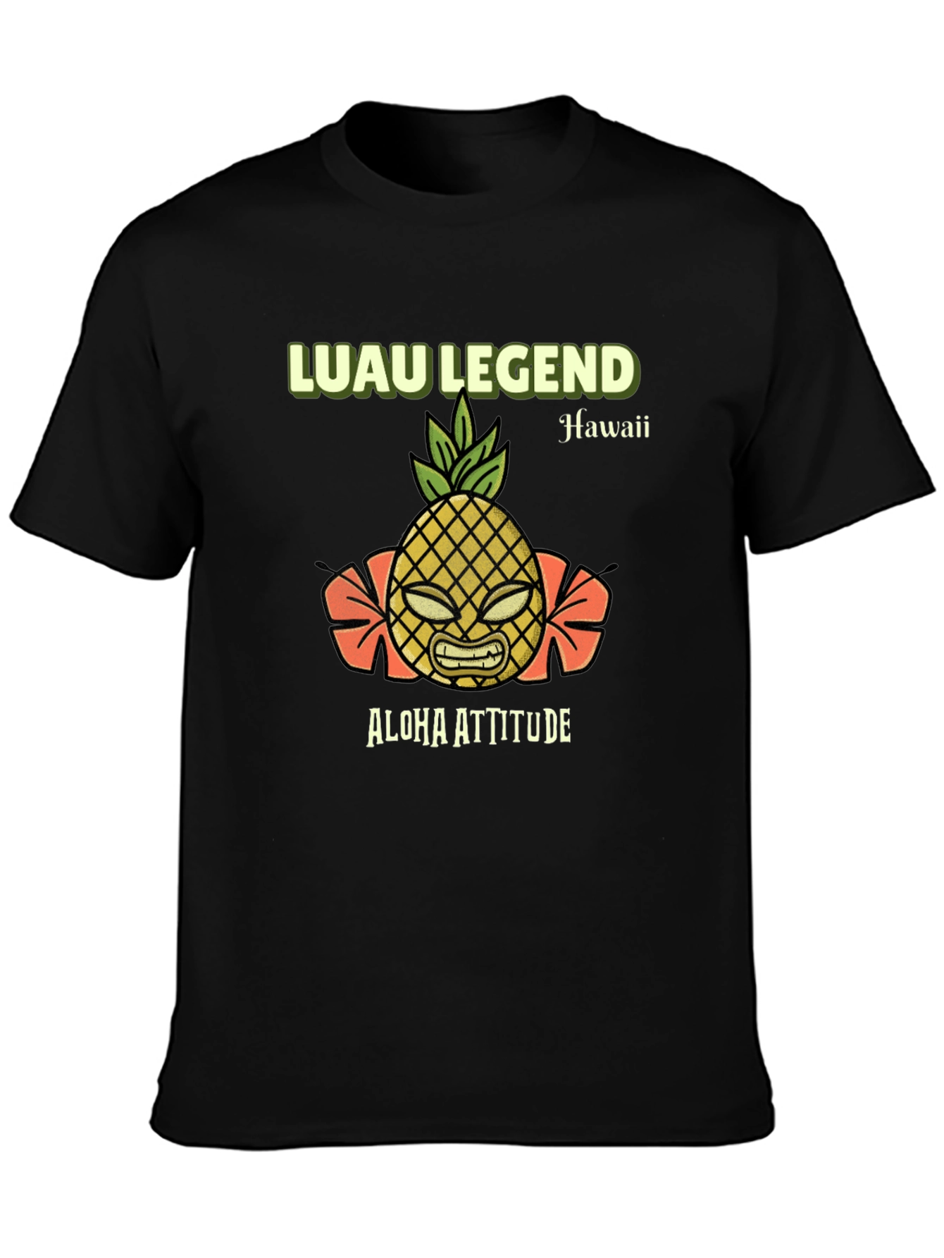 Black Luau Legend Aloha Attitude Graphic T-Shirt view 3