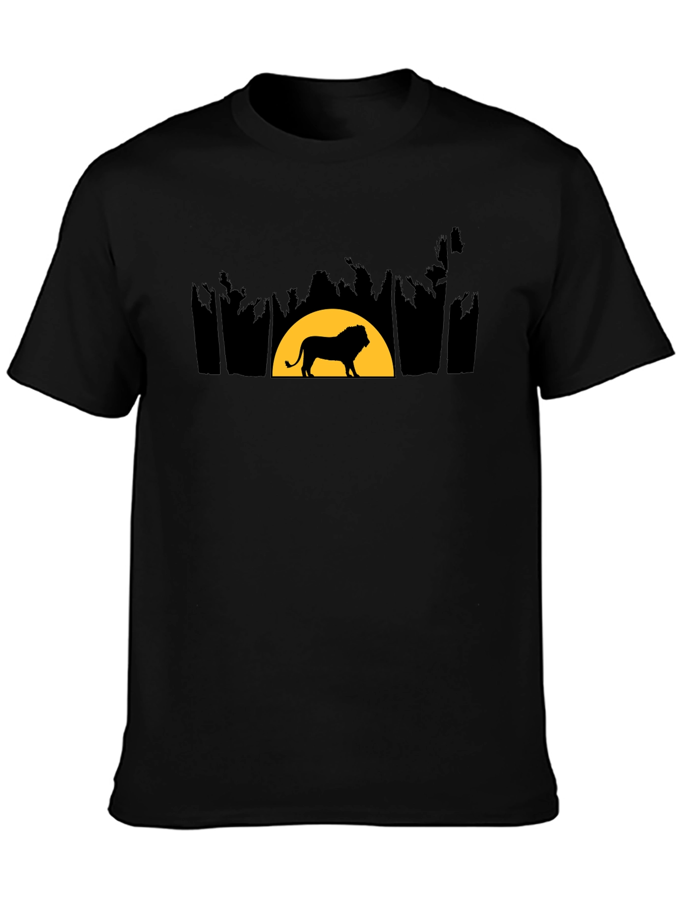 Black Lion Sunset Graphic Tee - Black Cotton Shirt view 3