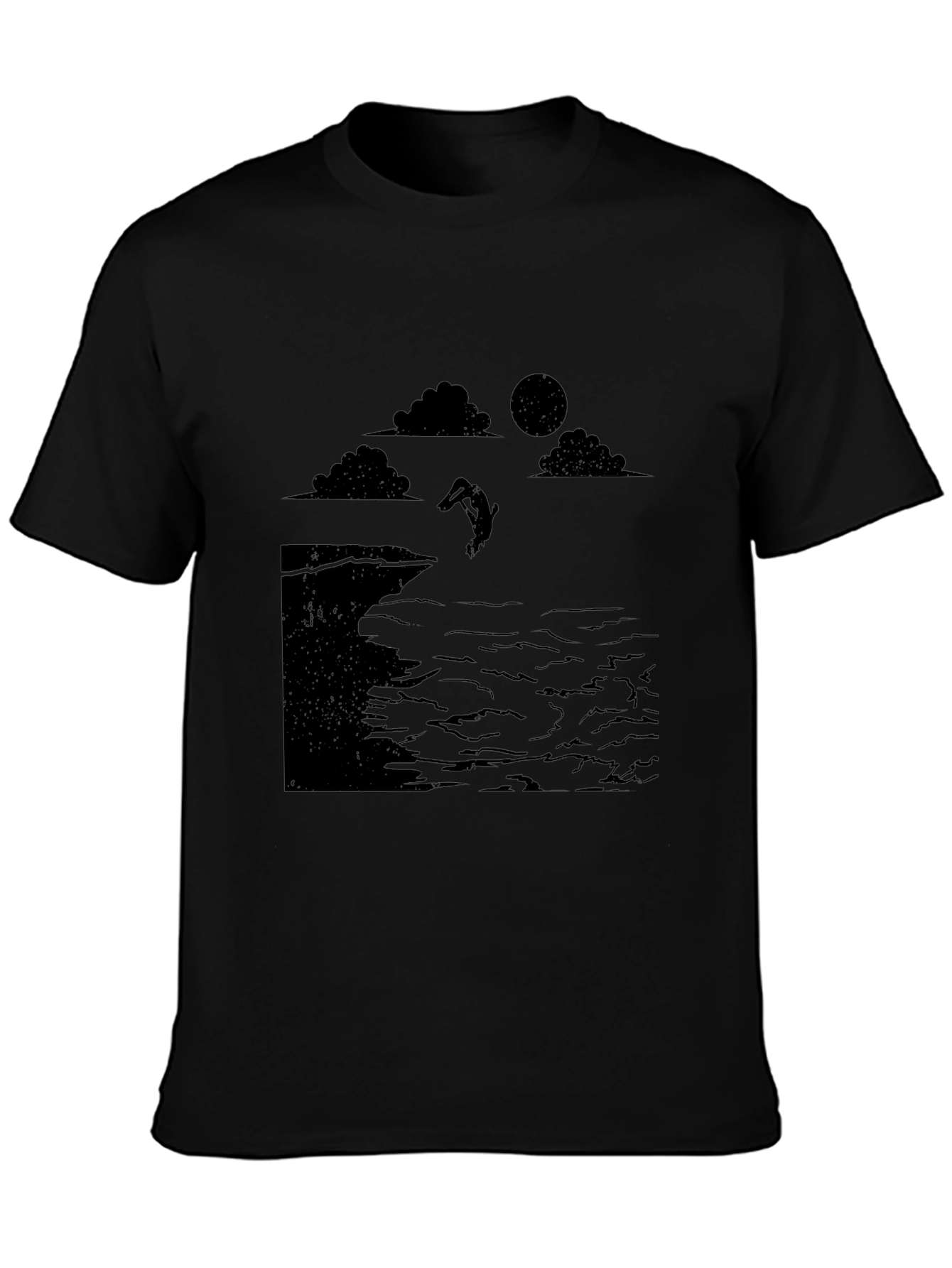 Black Black Cliff Diver Graphic Tee - Unique Design view 3
