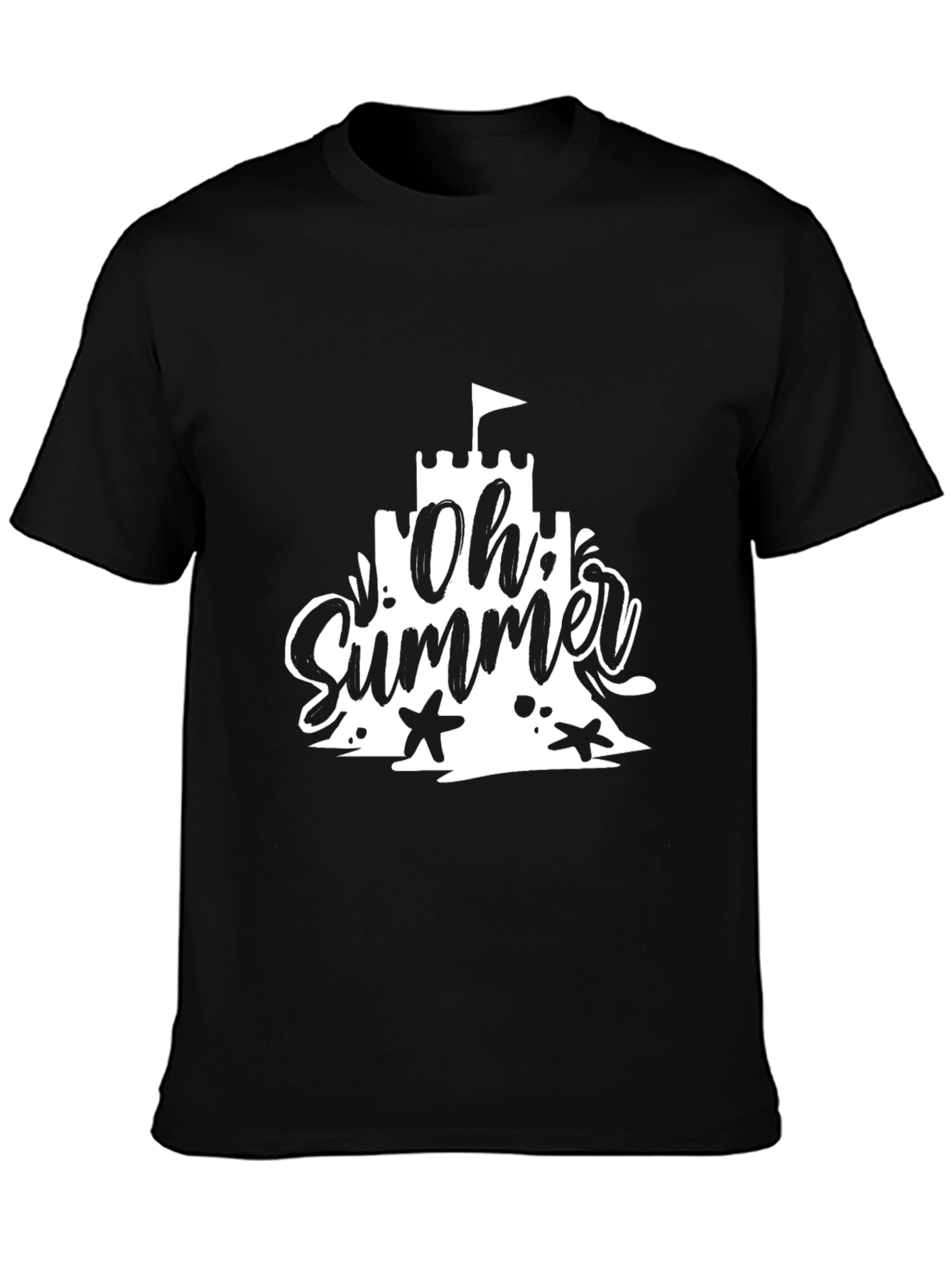 Black Oh Summer Black T-Shirt - Beach Vacation Style view 3