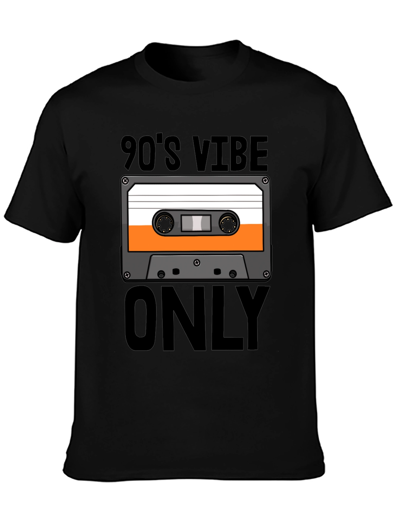 Black 90's Vibe Only Cassette Tape T-Shirt - Retro Style Tee view 3