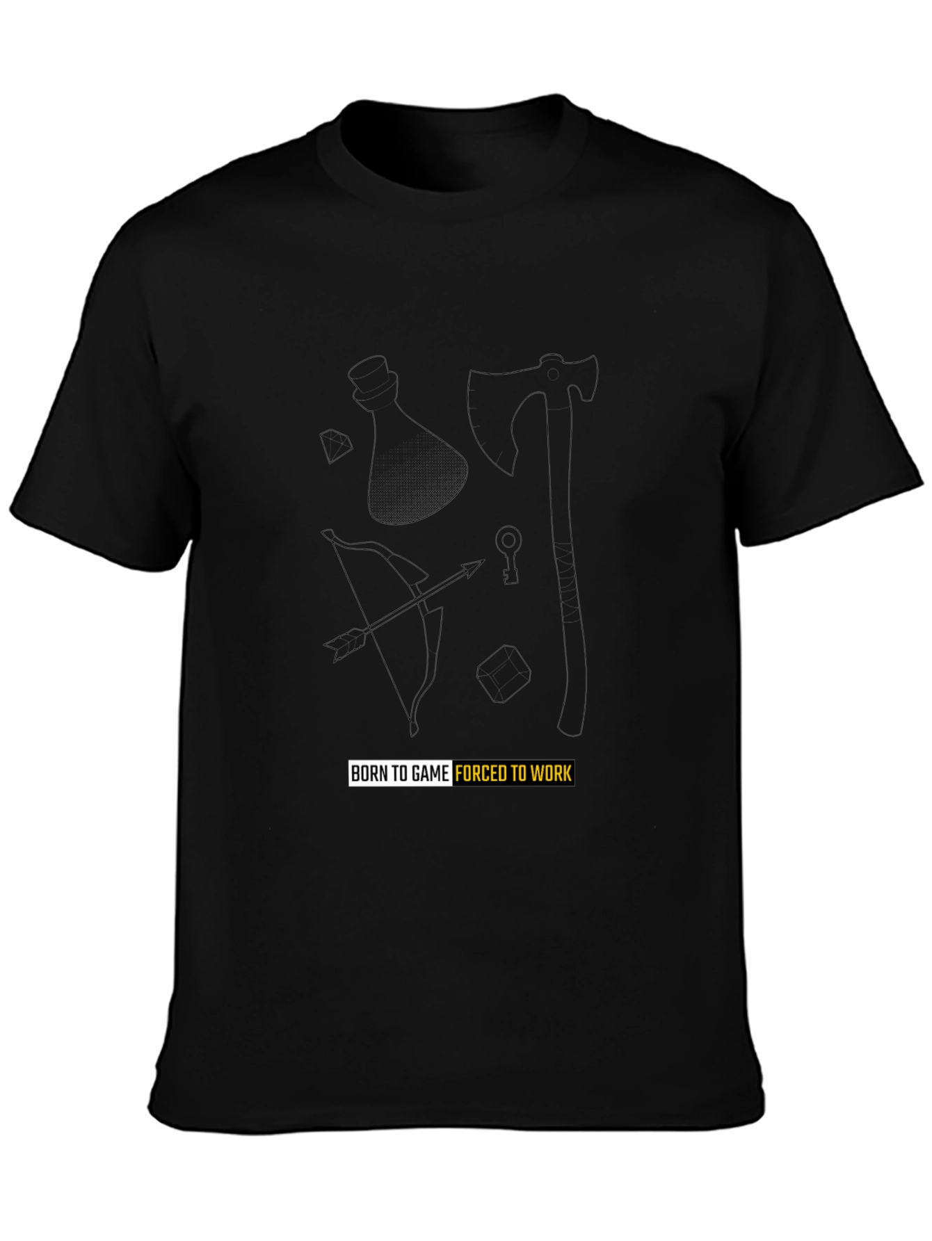 Black Born to Game T-Shirt view 3