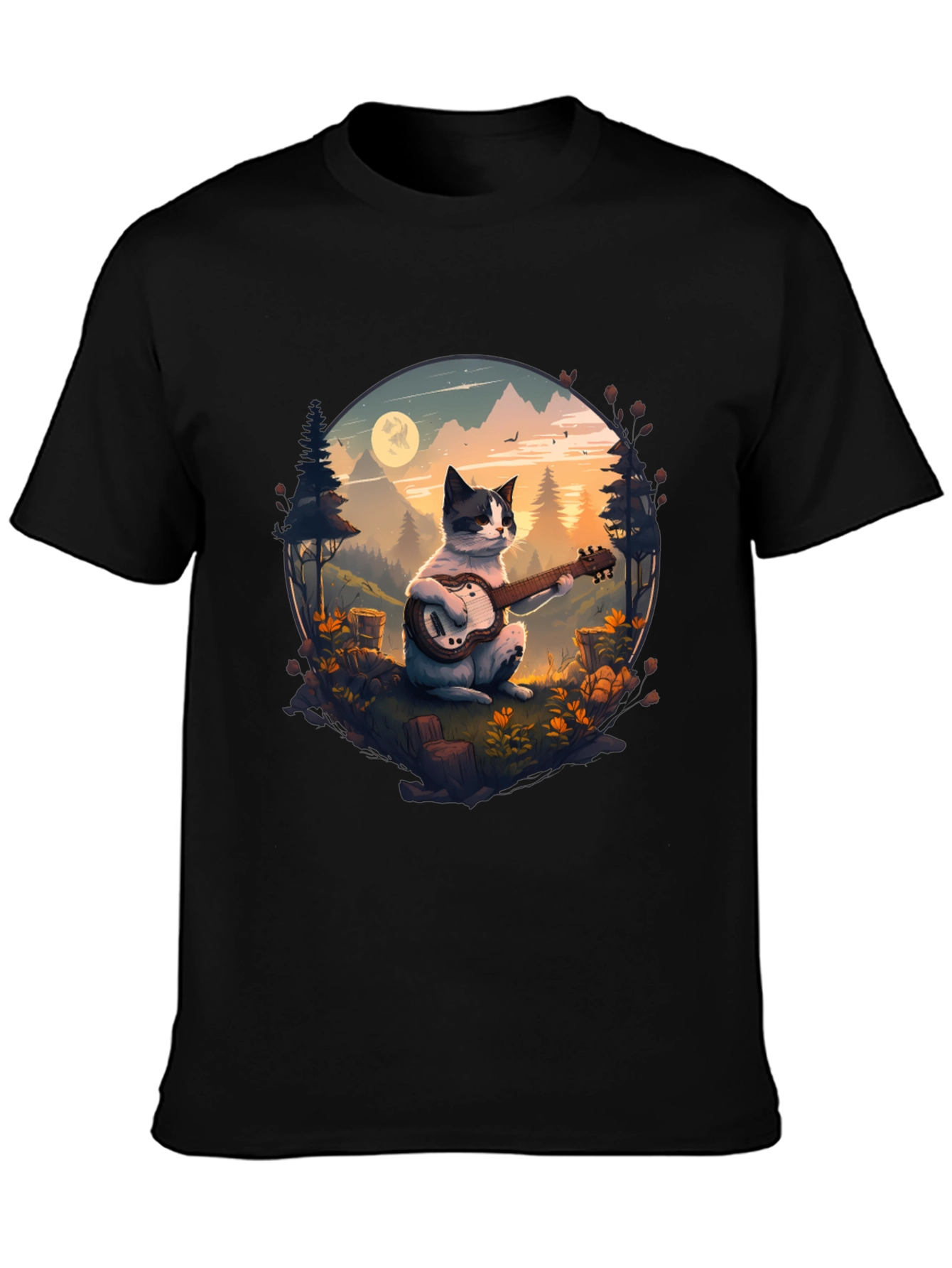 Black Cat Guitarist Graphic Tee - Mountain Serenade view 3
