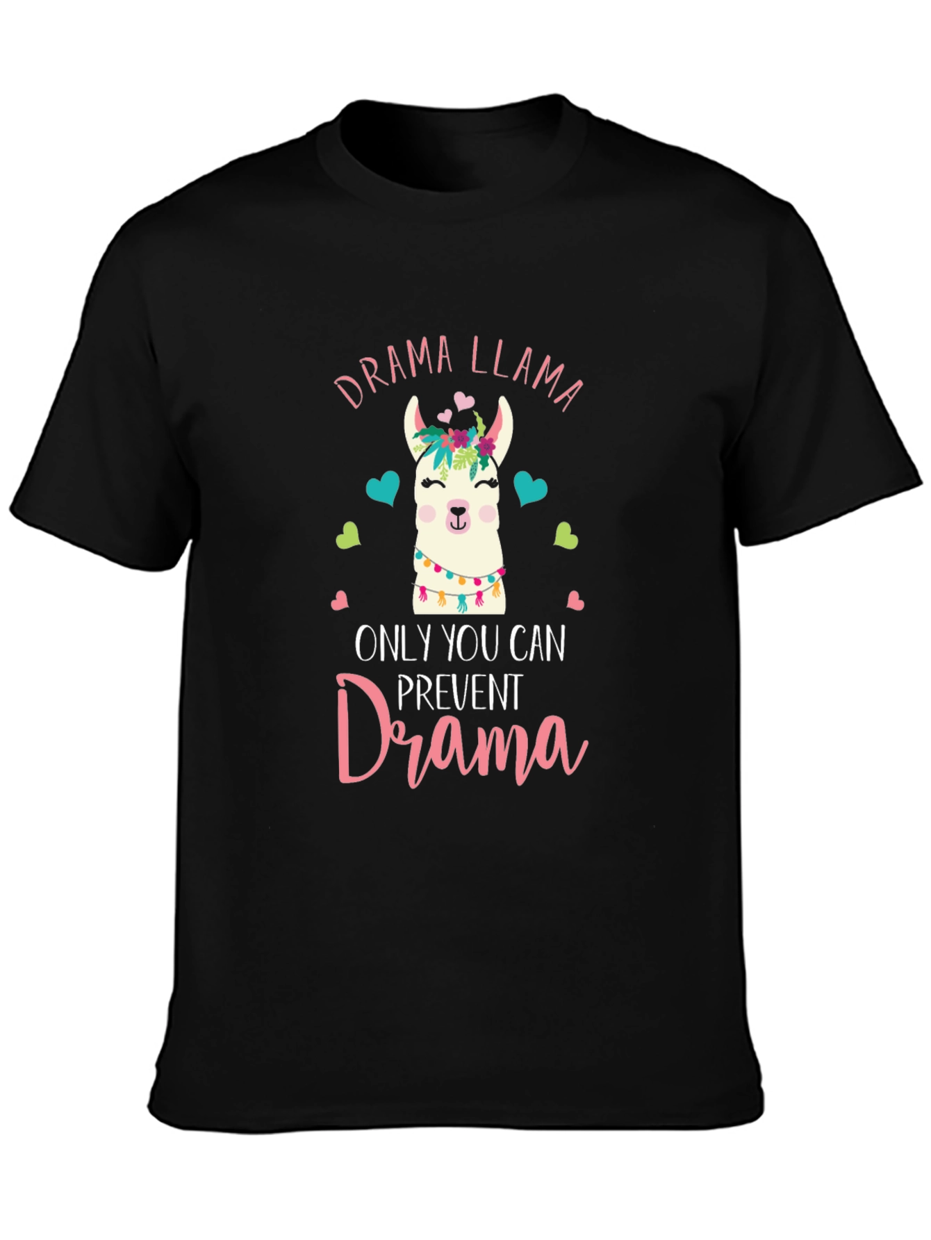 Black Drama Llama T-Shirt - Funny Animal Graphic Tee view 3