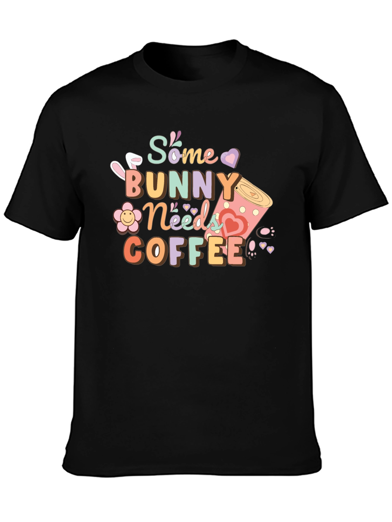 Black Some Bunny Needs Coffee T-Shirt - Black view 3