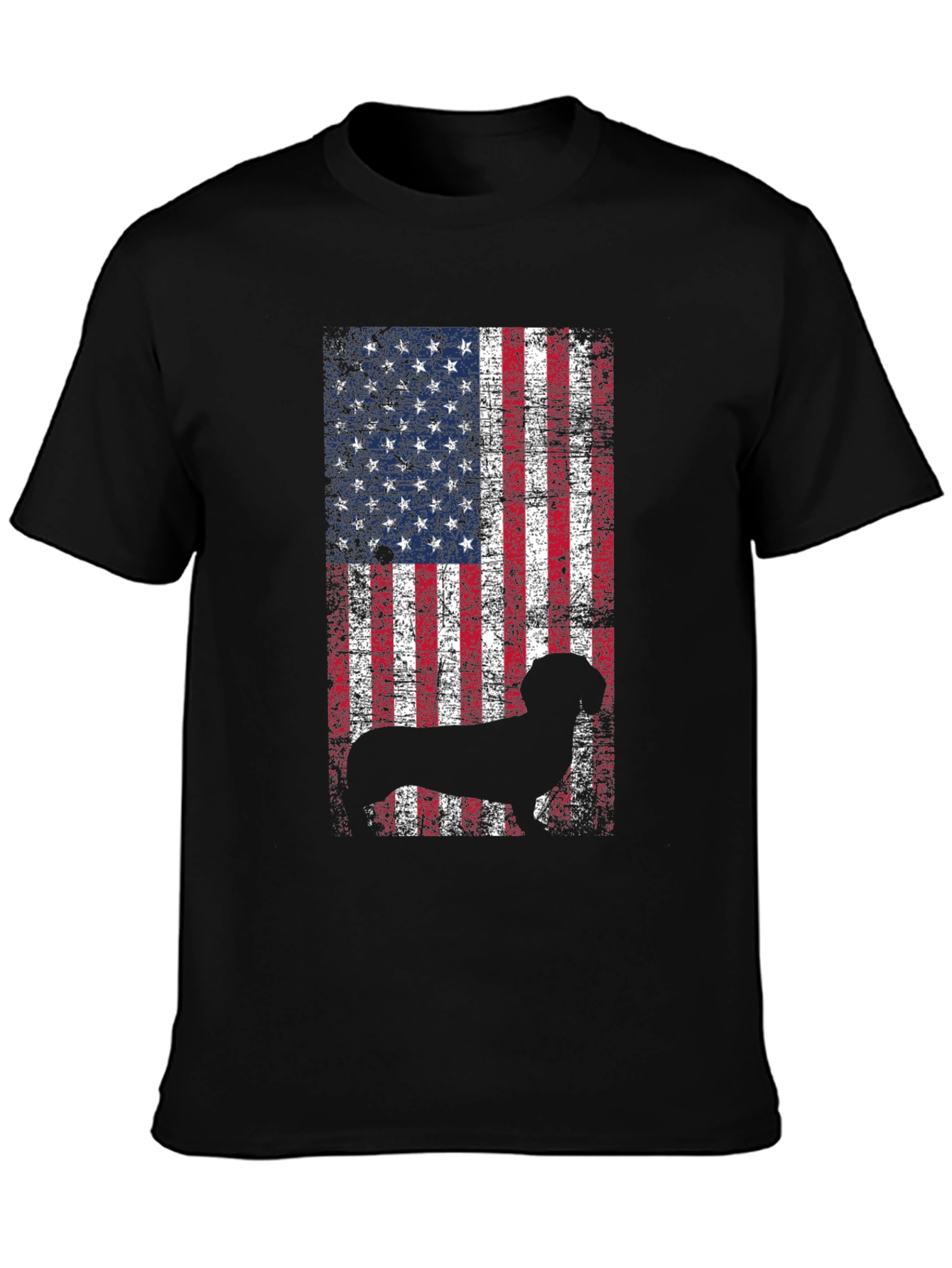 Black Patriotic Dog USA Flag T-Shirt view 3