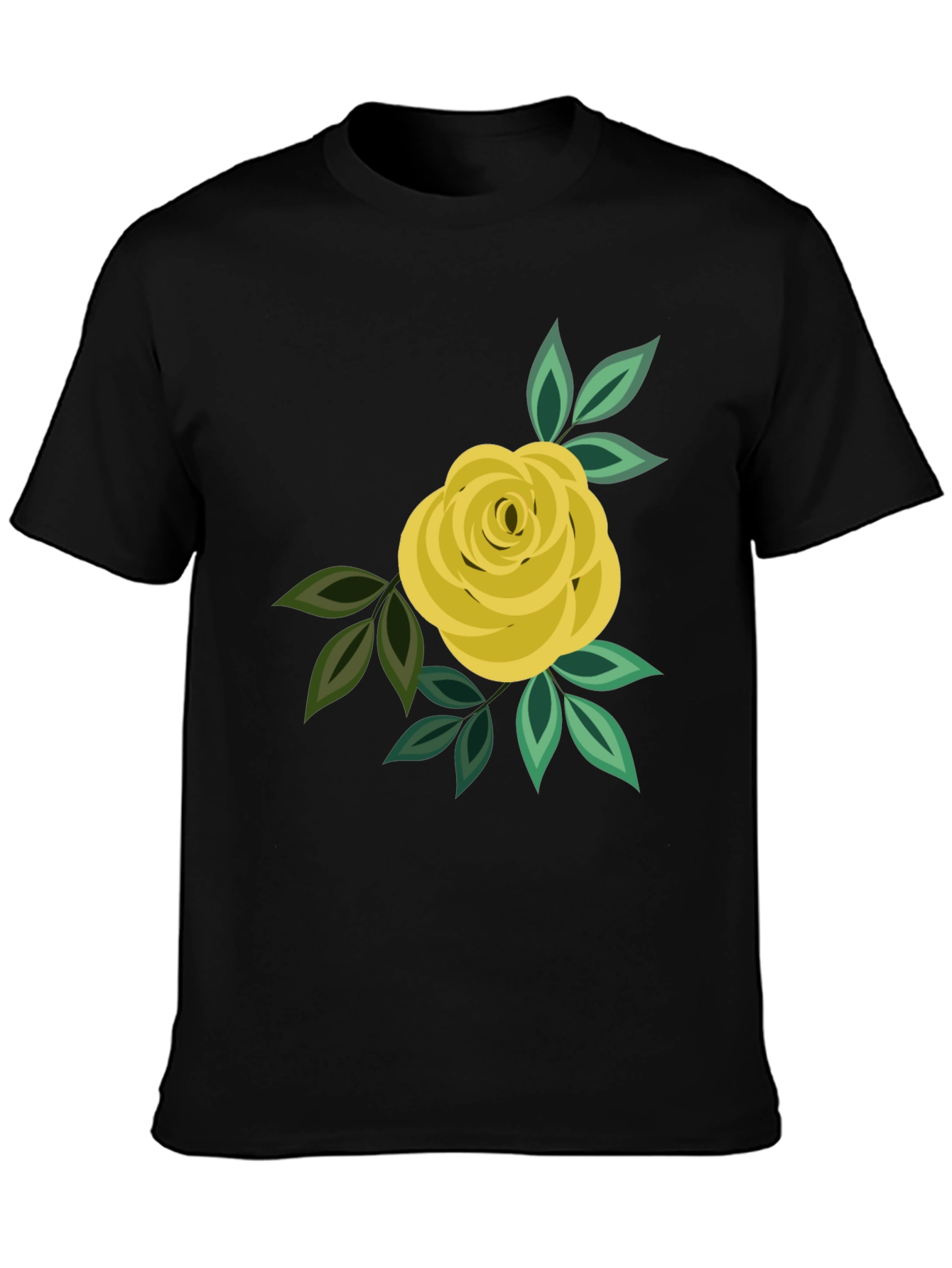 Black Floral Rose Graphic Tee - Black Cotton Casual view 3