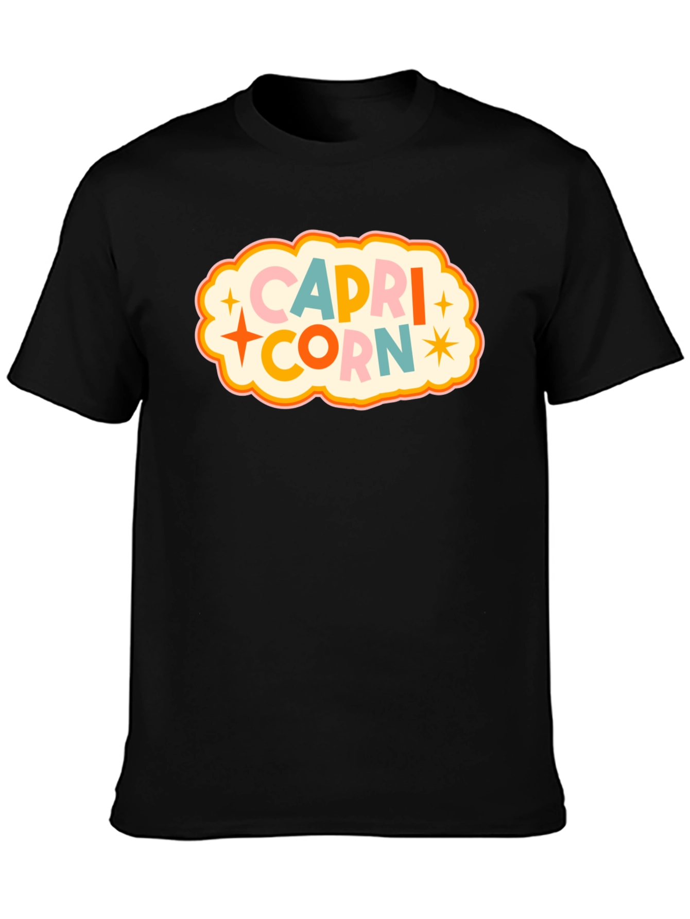 Black Capricorn Zodiac Graphic T-Shirt view 3