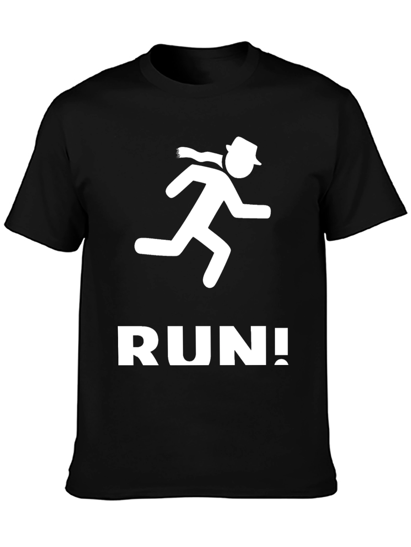 Black Run! Men's Graphic Tee - Black Cotton Crew Neck view 3