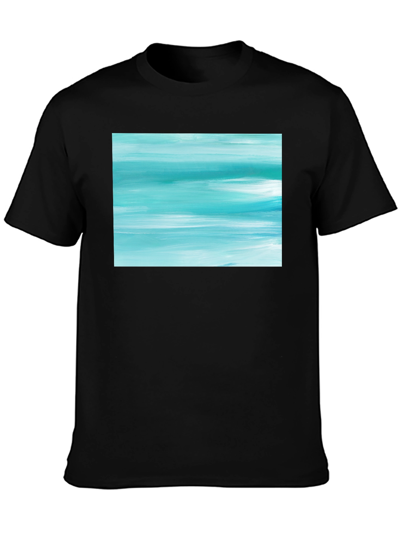 Black Abstract Aqua Brushstroke Graphic Tee - Soft Cotton view 3