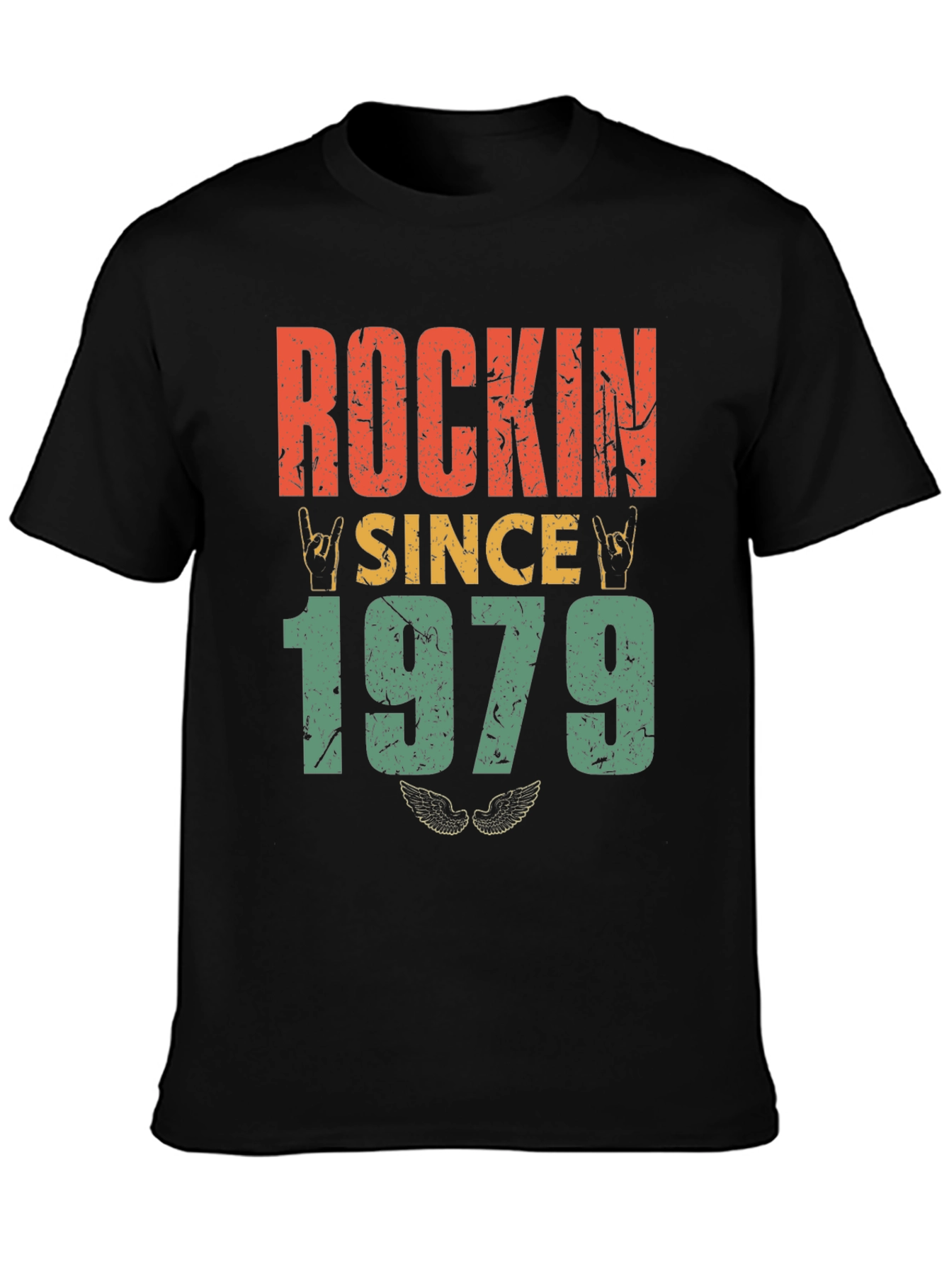 Black Rockin Since 1979 Retro T-Shirt view 3