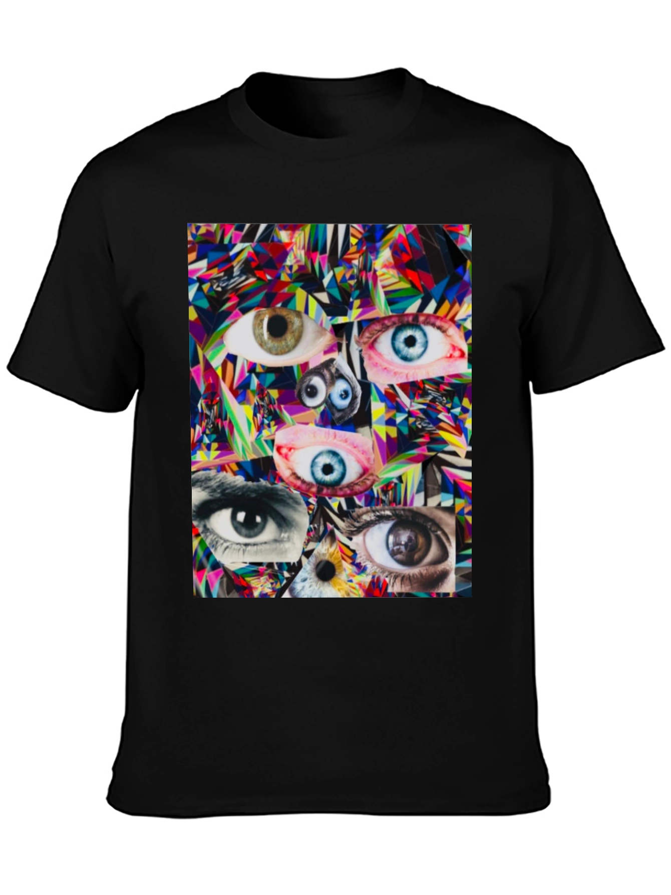 Black Eye Collage Graphic Tee - Black Unisex T-Shirt view 3