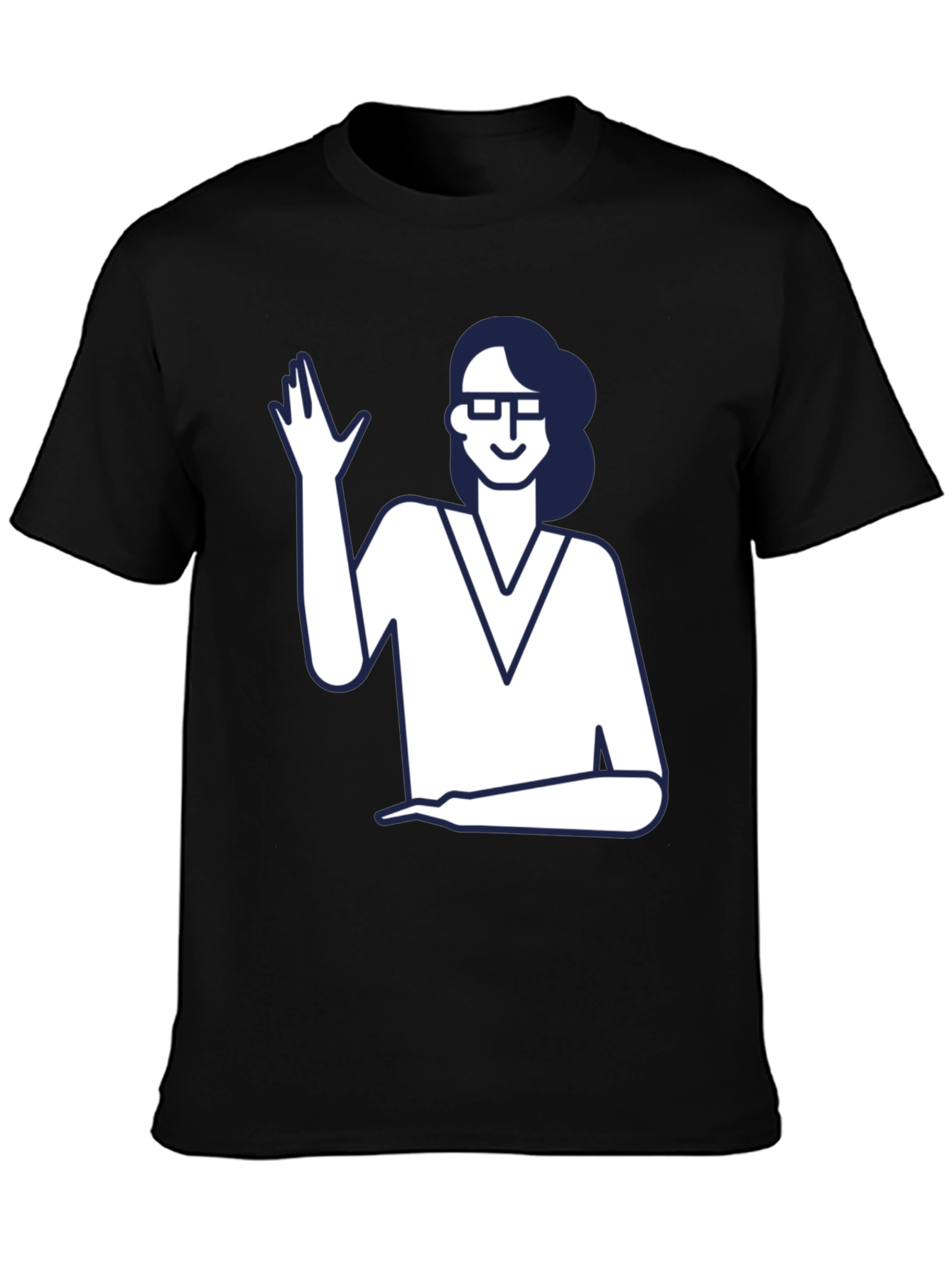 Black Nerdy Waving Woman Graphic Tee view 3
