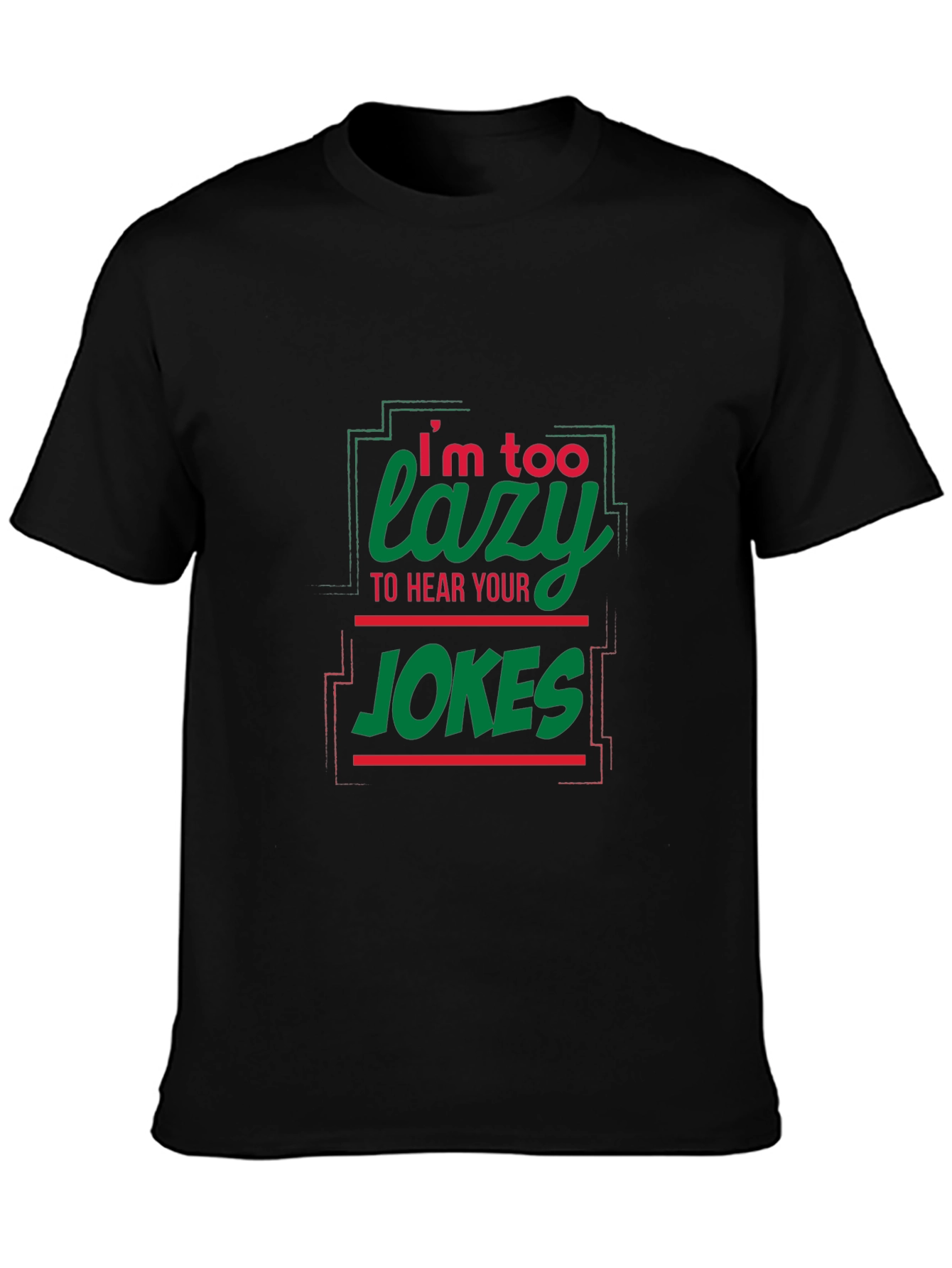 Black Lazy Jokes Graphic Tee - Black view 3