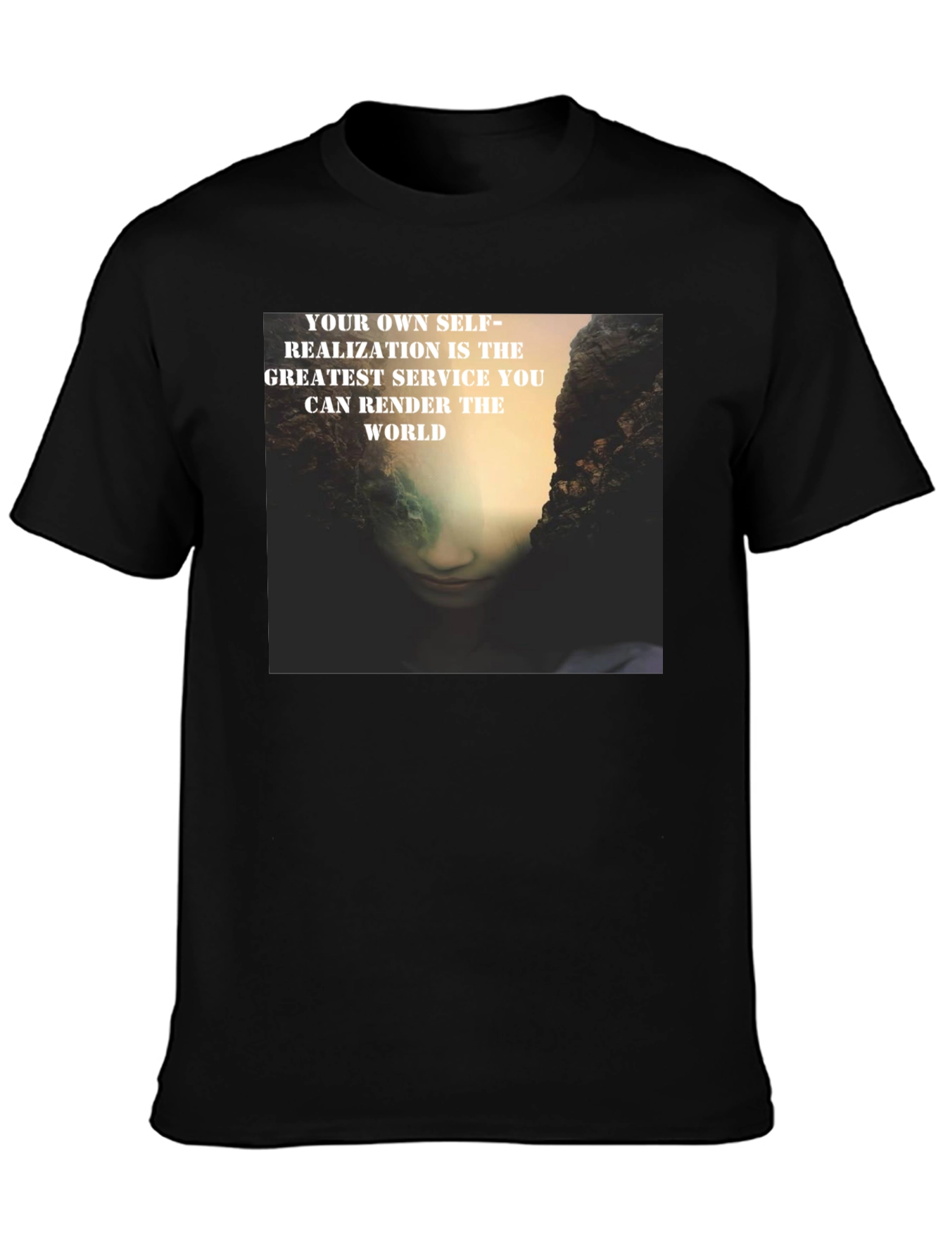 Black Self-Realization Graphic Print T-Shirt view 3