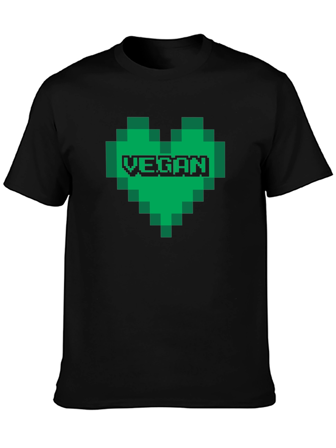 Black Vegan Pixel Heart T-Shirt view 3