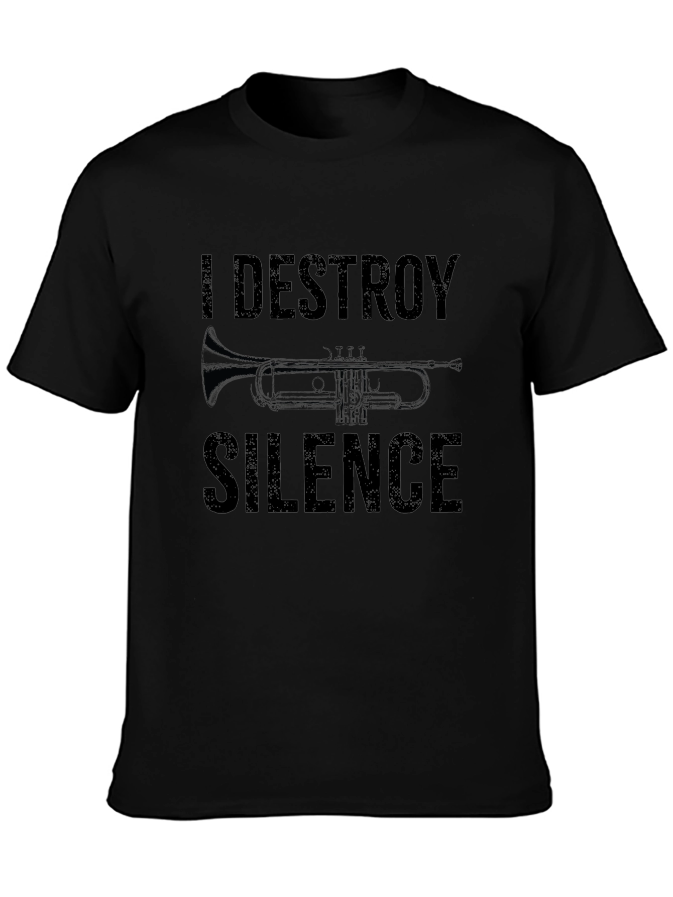 Black I Destroy Silence Trumpet Graphic T-Shirt view 3