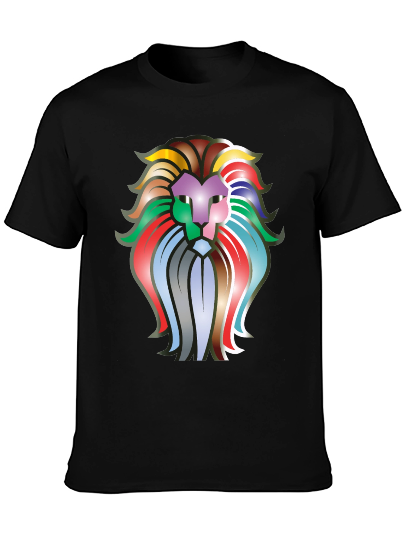 Black Colorful Lion Graphic T-Shirt - Bold Statement Tee view 3