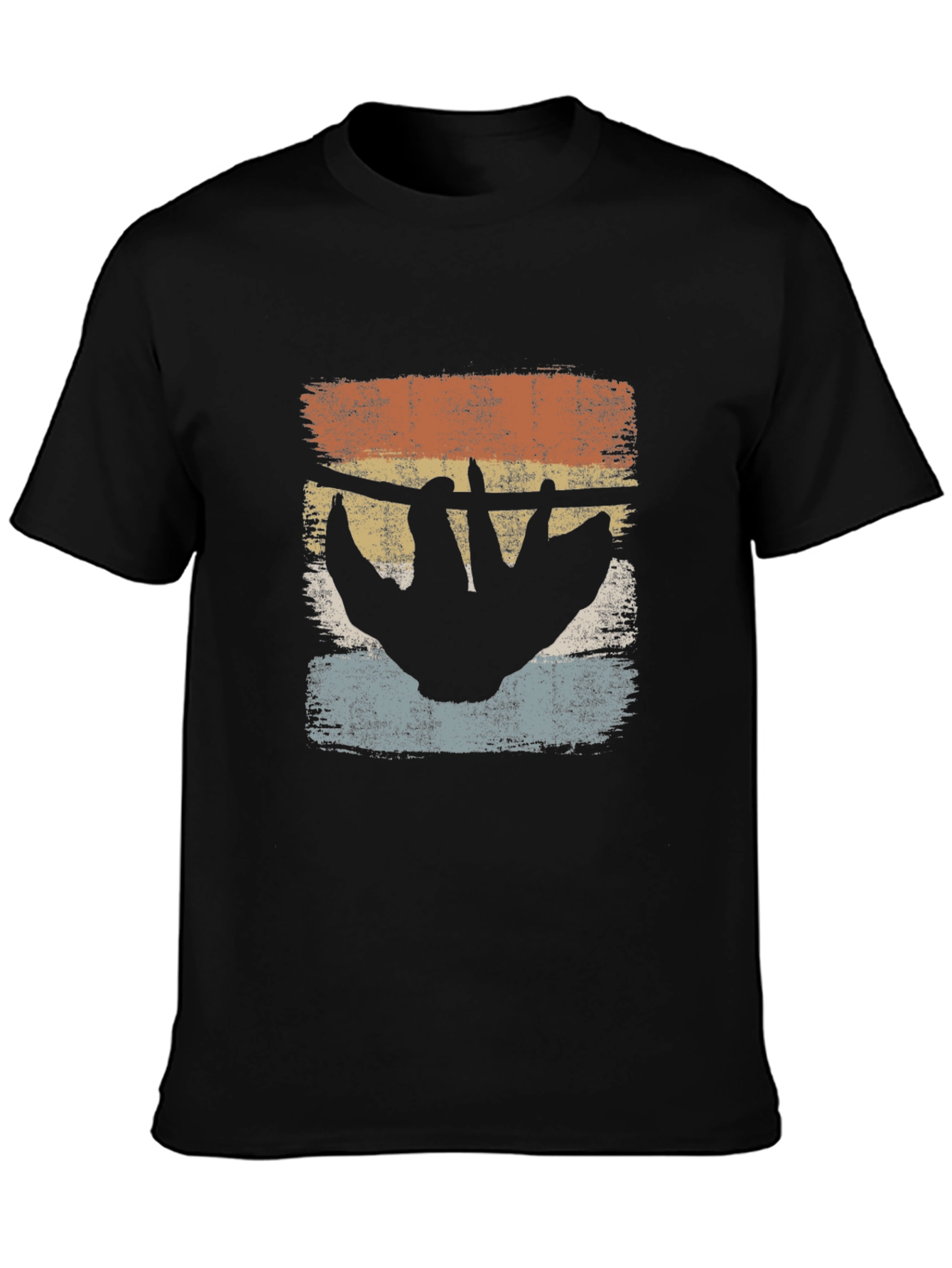Black Retro Sloth Hangin' Around T-Shirt view 3