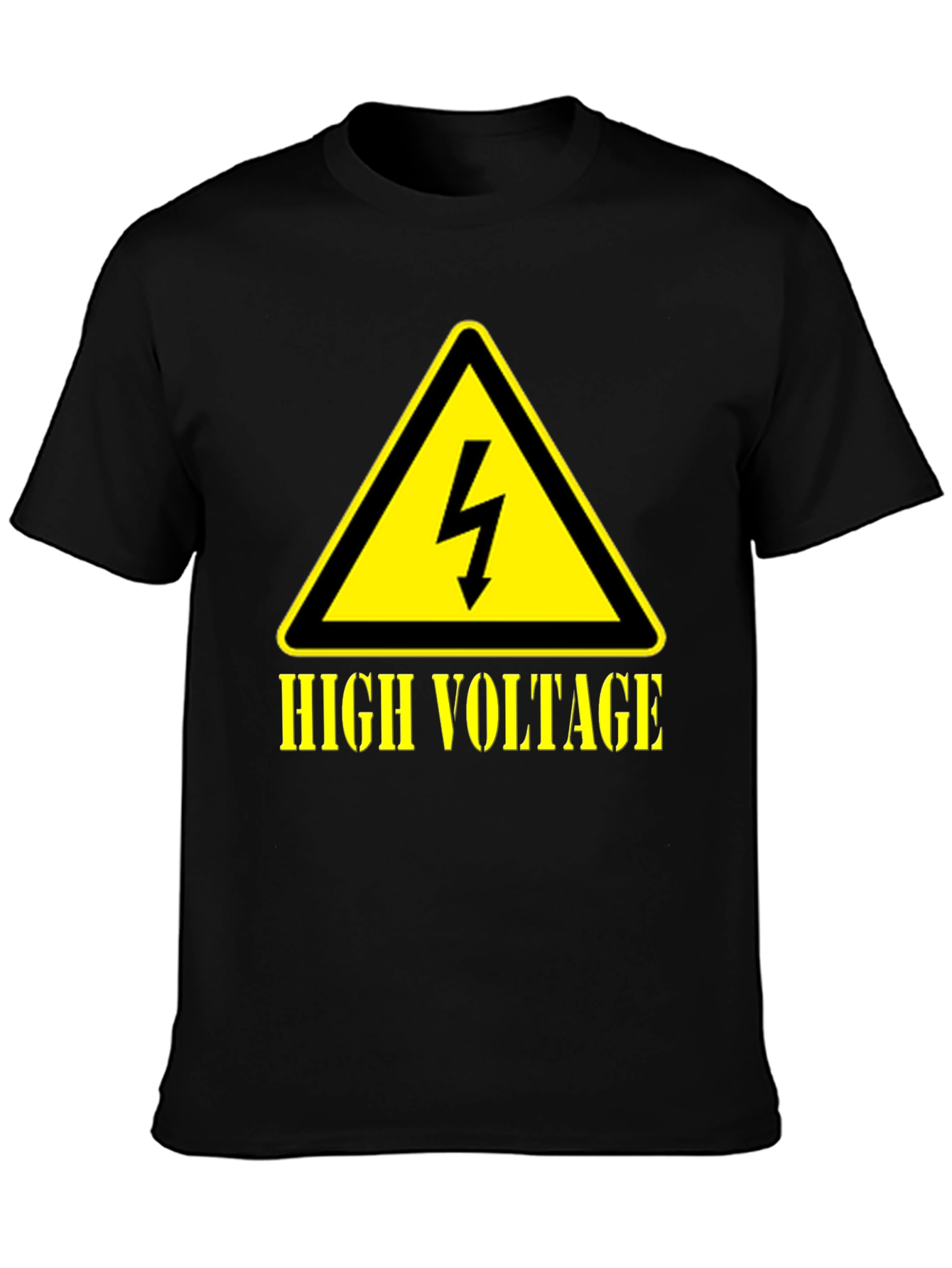 Black High Voltage Graphic T-Shirt, Black Cotton Tee view 3