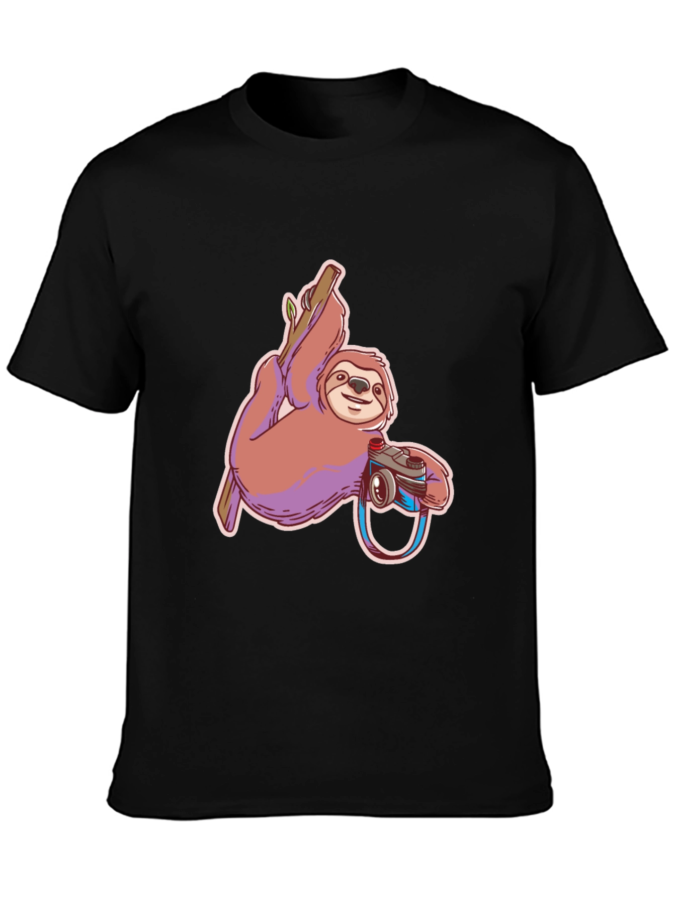 Black Sloth Photographer Graphic T-Shirt view 3