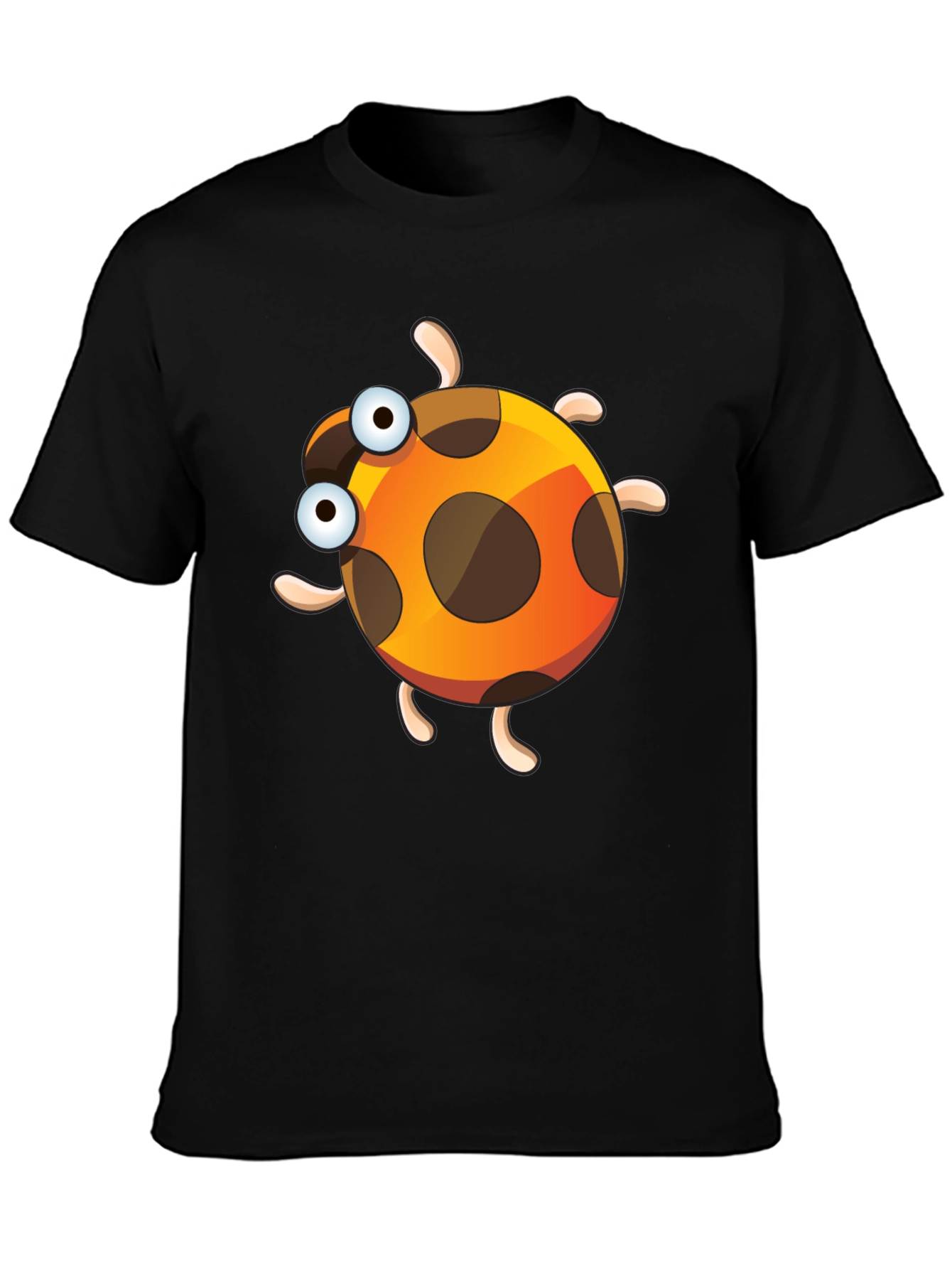 Black Cartoon Ladybug Graphic Tee - Fun & Unique Design view 3