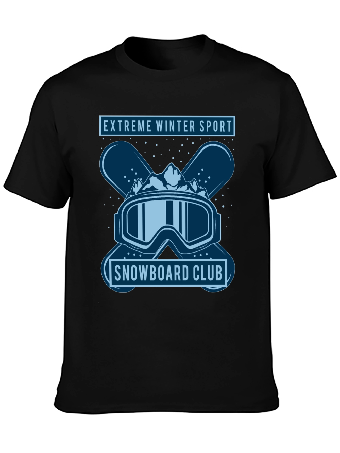 Black Extreme Winter Sport Snowboard Club Graphic Tee view 3