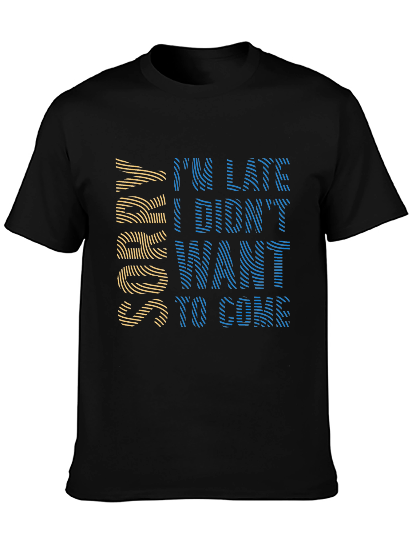 Black Funny I'm Late Graphic Tee - Soft Black Cotton T-Shirt view 3