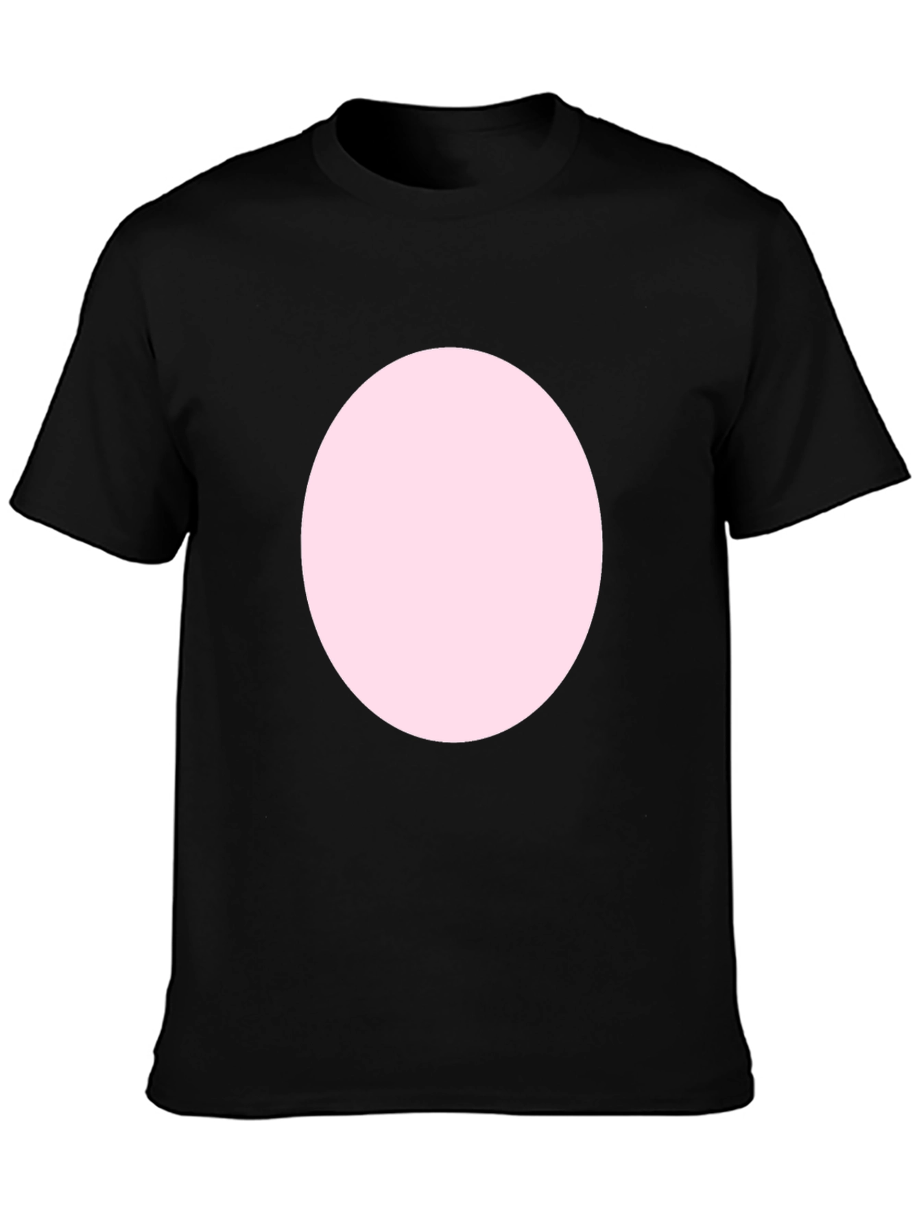 Black Black Crew Neck T-Shirt with Pink Circle view 3