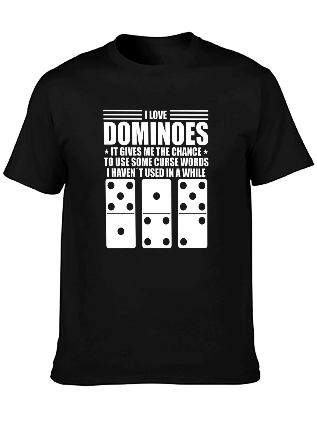 Black I Love Dominoes Black T-Shirt Funny Curse Word Tee view 3