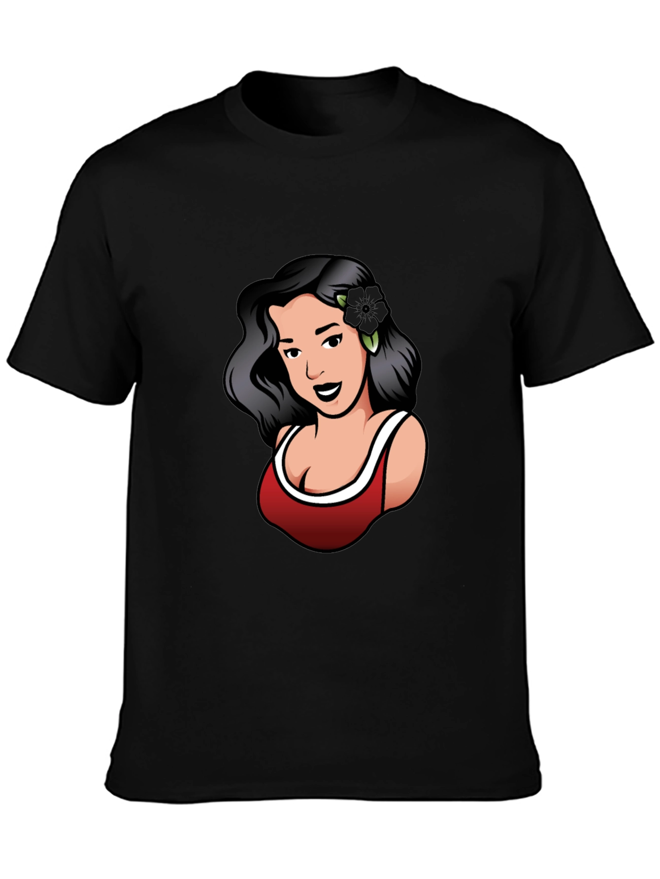 Black Retro Woman Graphic Tee - Black view 3