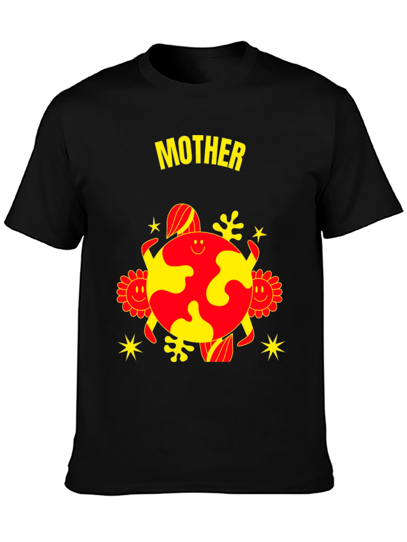 Black Mother Earth Graphic Tee - Black Cotton Blend view 3