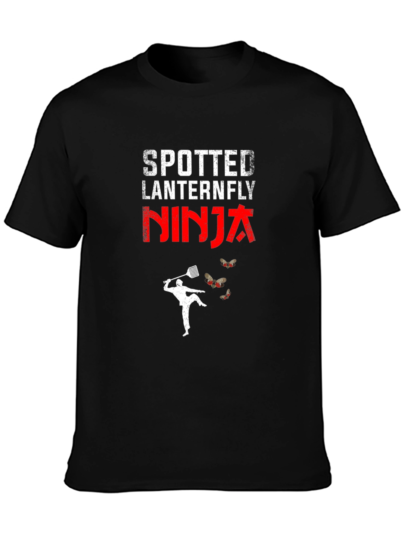 Black Spotted Lanternfly Ninja T-Shirt view 3