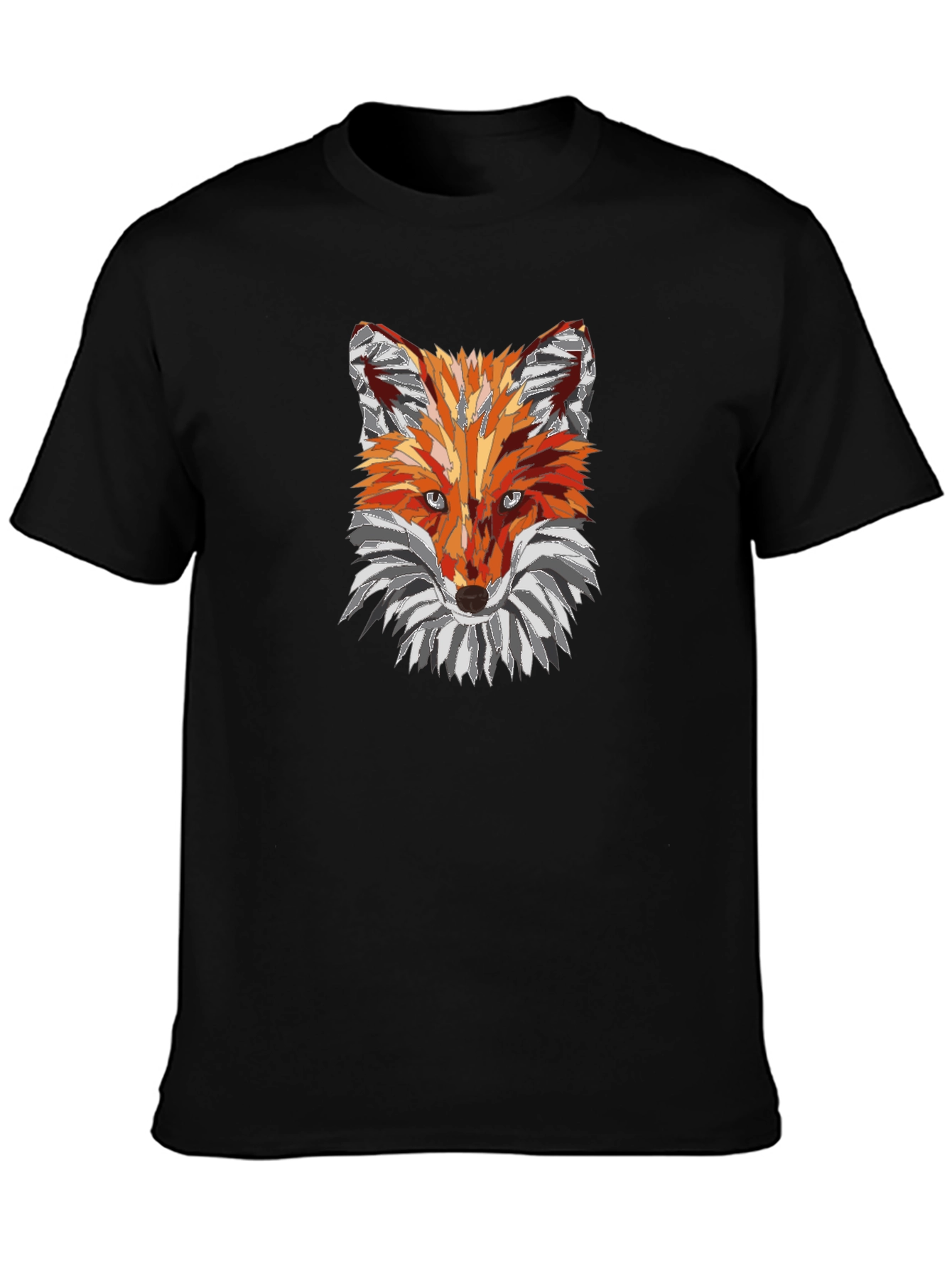 Black Geometric Fox Graphic Tee - Black view 3