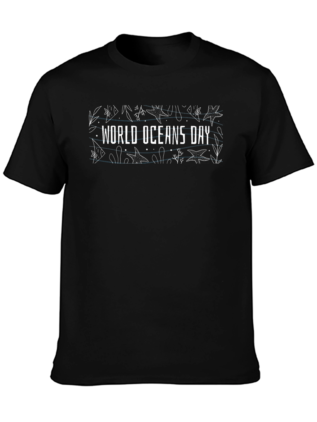 Black World Oceans Day Black T-Shirt view 3