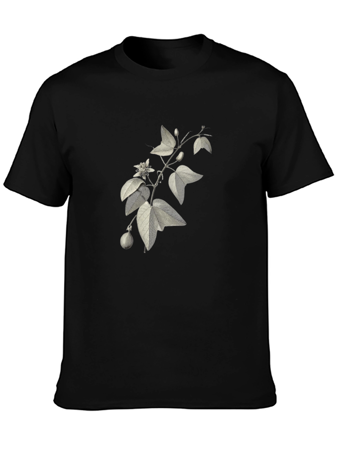 Black Botanical Print Black T-Shirt view 3