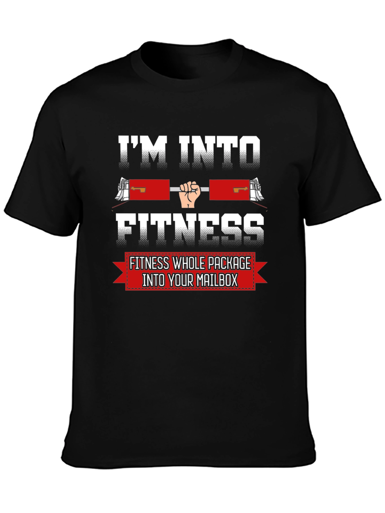 Black I'm Into Fitness T-Shirt Funny Gym Workout Tee view 3