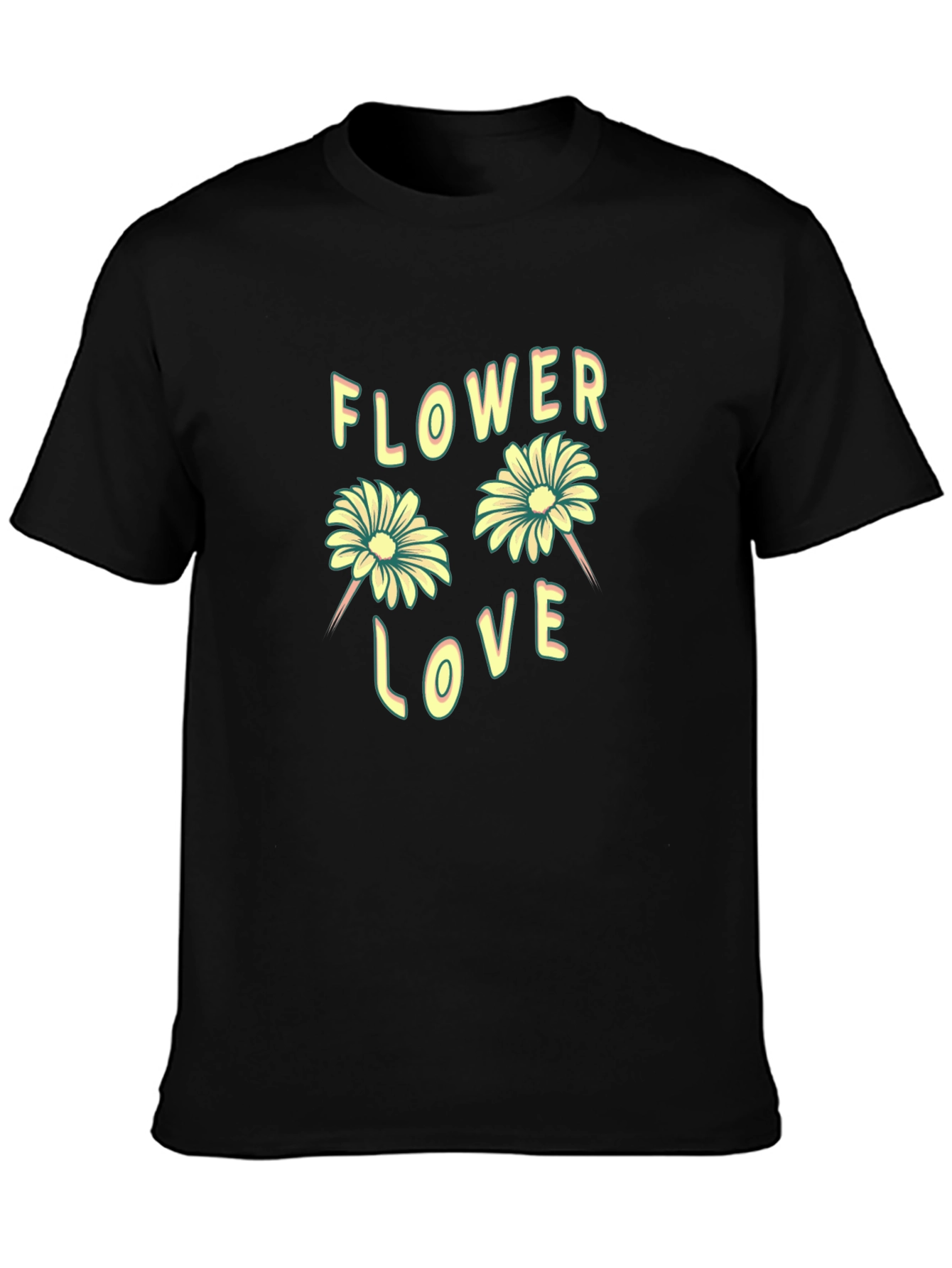 Black Flower Love Graphic Tee - Trendy Unisex T-Shirt view 3