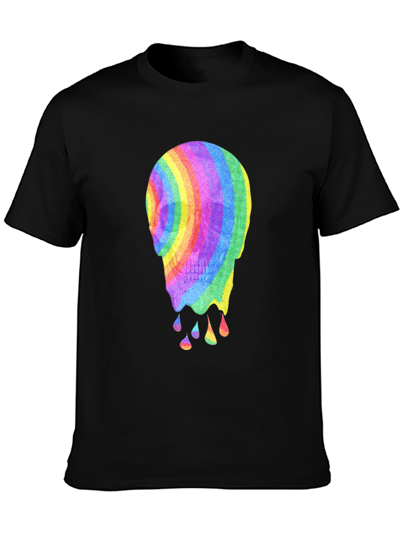 Black Rainbow Melting Skull Graphic Tee view 3