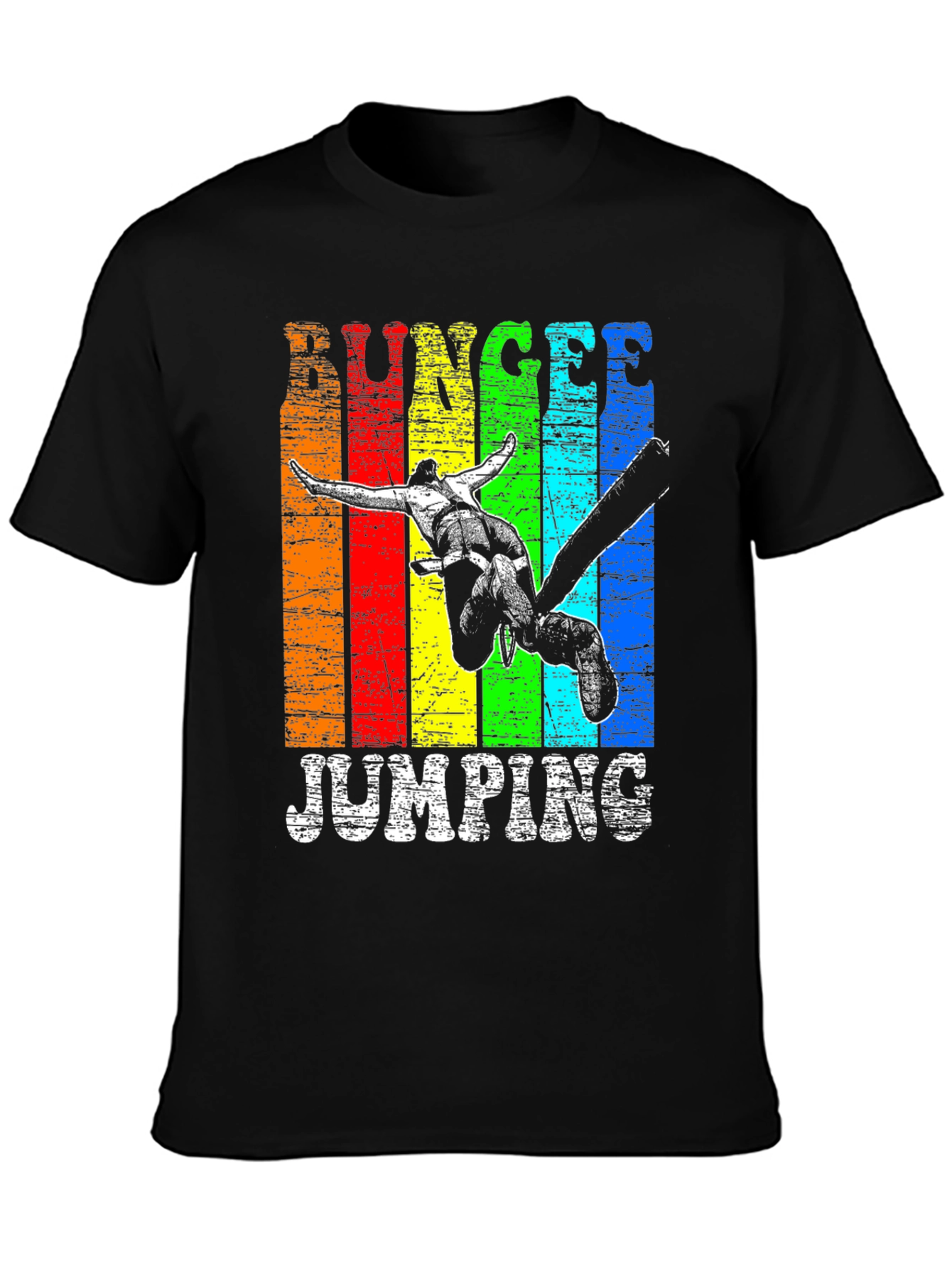 Bungee Jumping Graphic Tee - Rainbow Grunge Design - 3