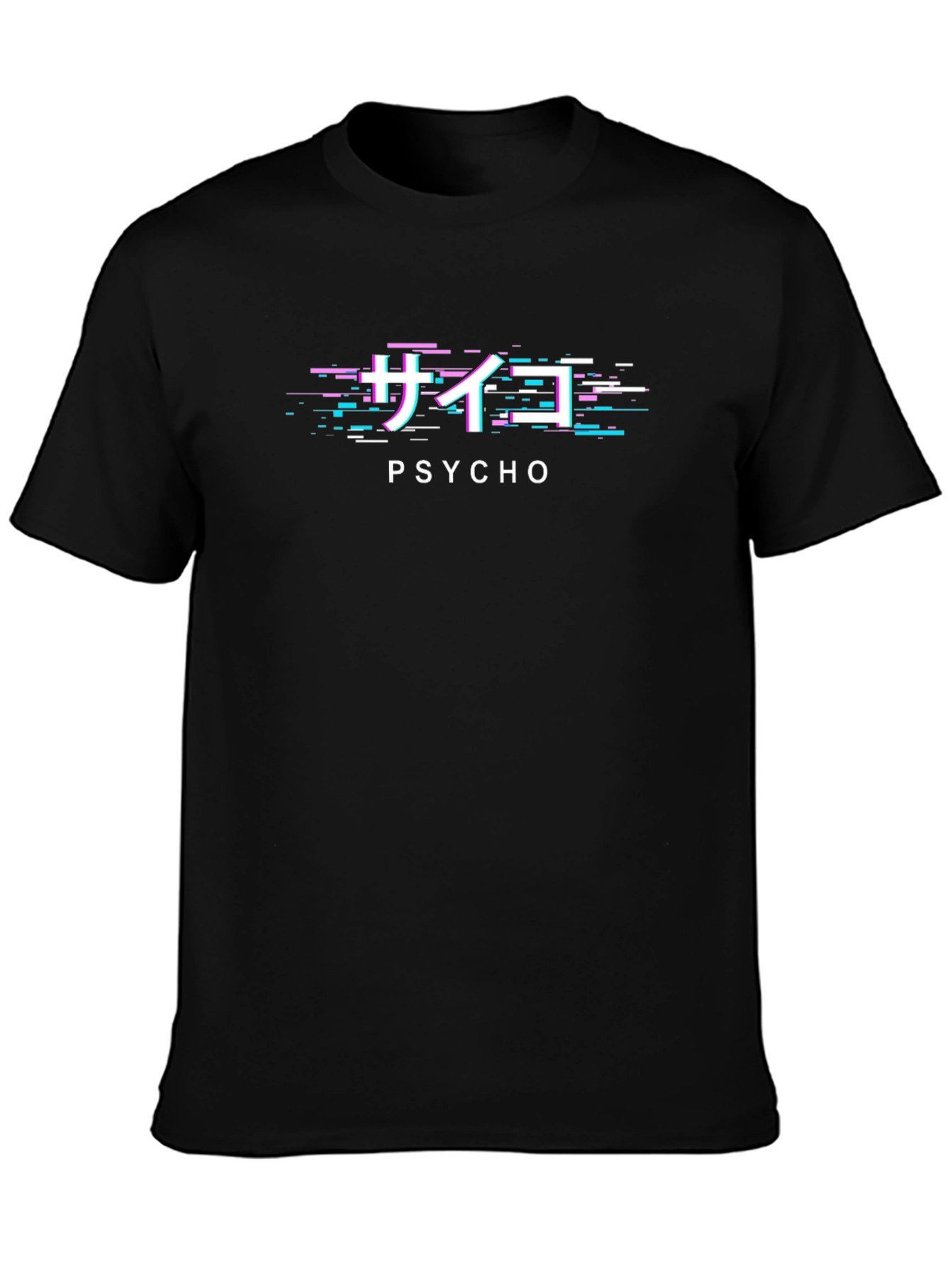 Black Psycho Glitch Text T-Shirt - Cool Japanese Inspired Design view 3