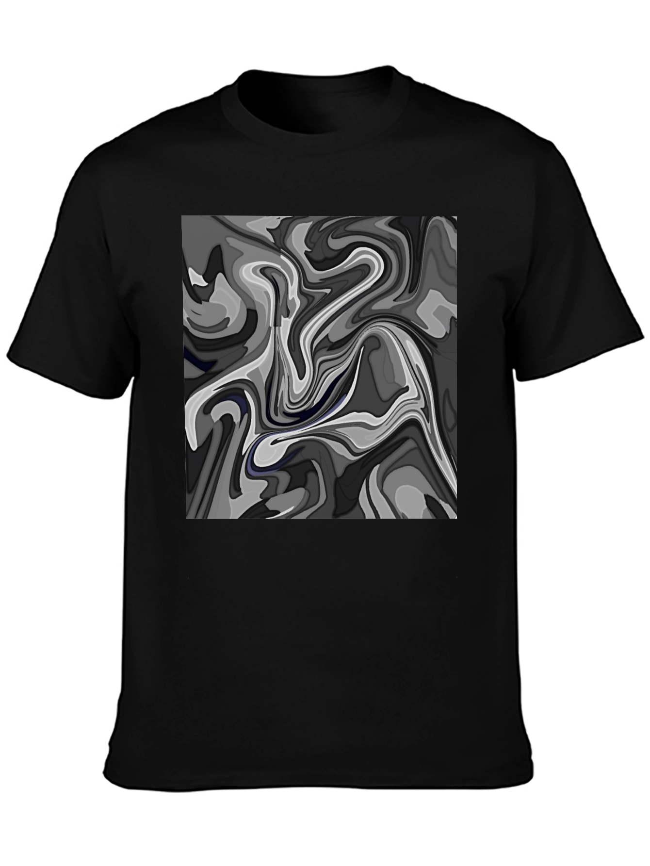 Black Abstract Swirl Graphic T-Shirt view 3