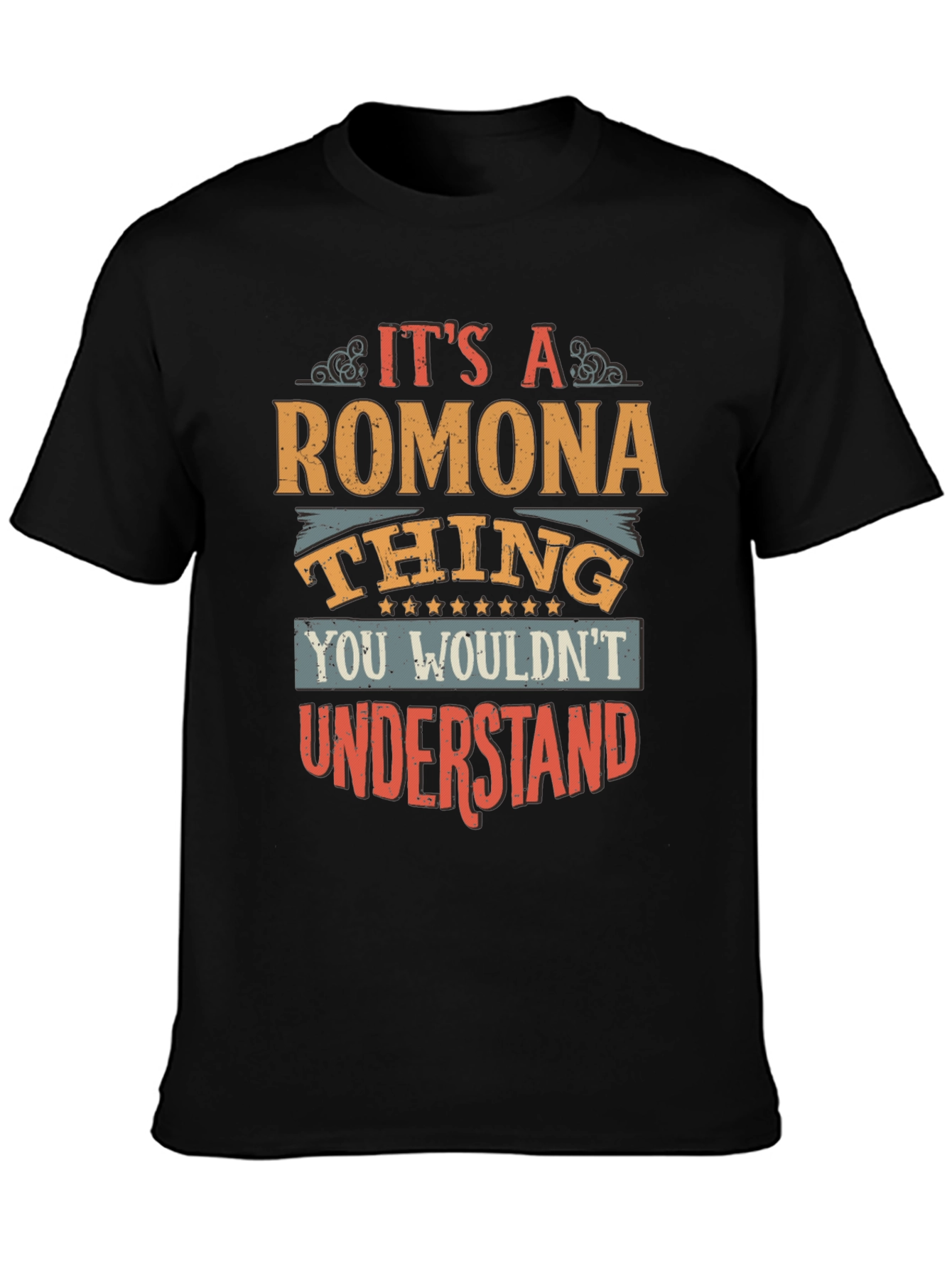 Black Romona Thing - Funny Custom Name T-Shirt view 3